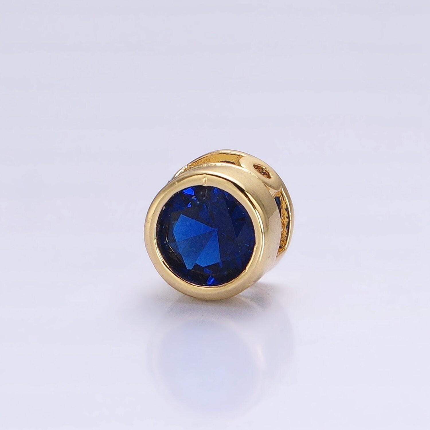 24k gold plated dainty cz round spacer bead, gold geometric spacer beads cz, small colorful spacers for bracelet necklace | b-229