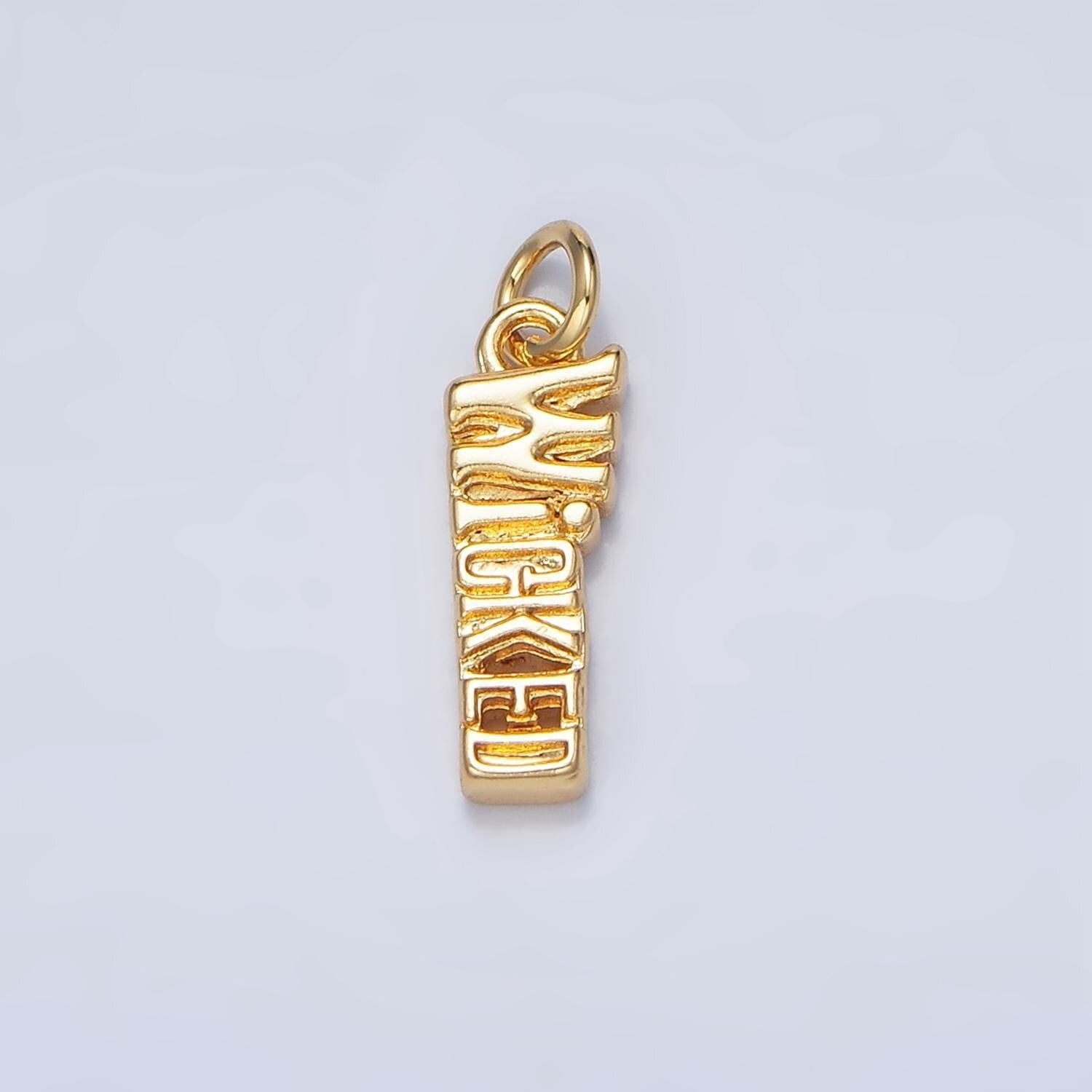 Minimalist witch 24k gold filled word script charm | w-026