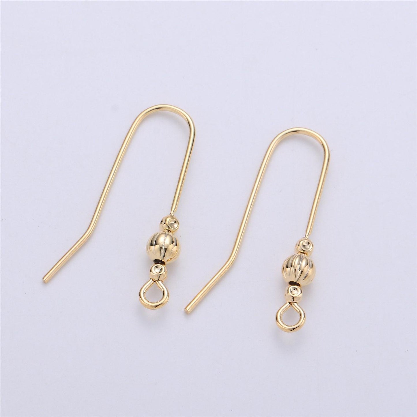 1 pair ear hooks 14k gold filled ear wires with open link for charm, handmade earring findings, gold earwires, diy jewelry supply k-222
