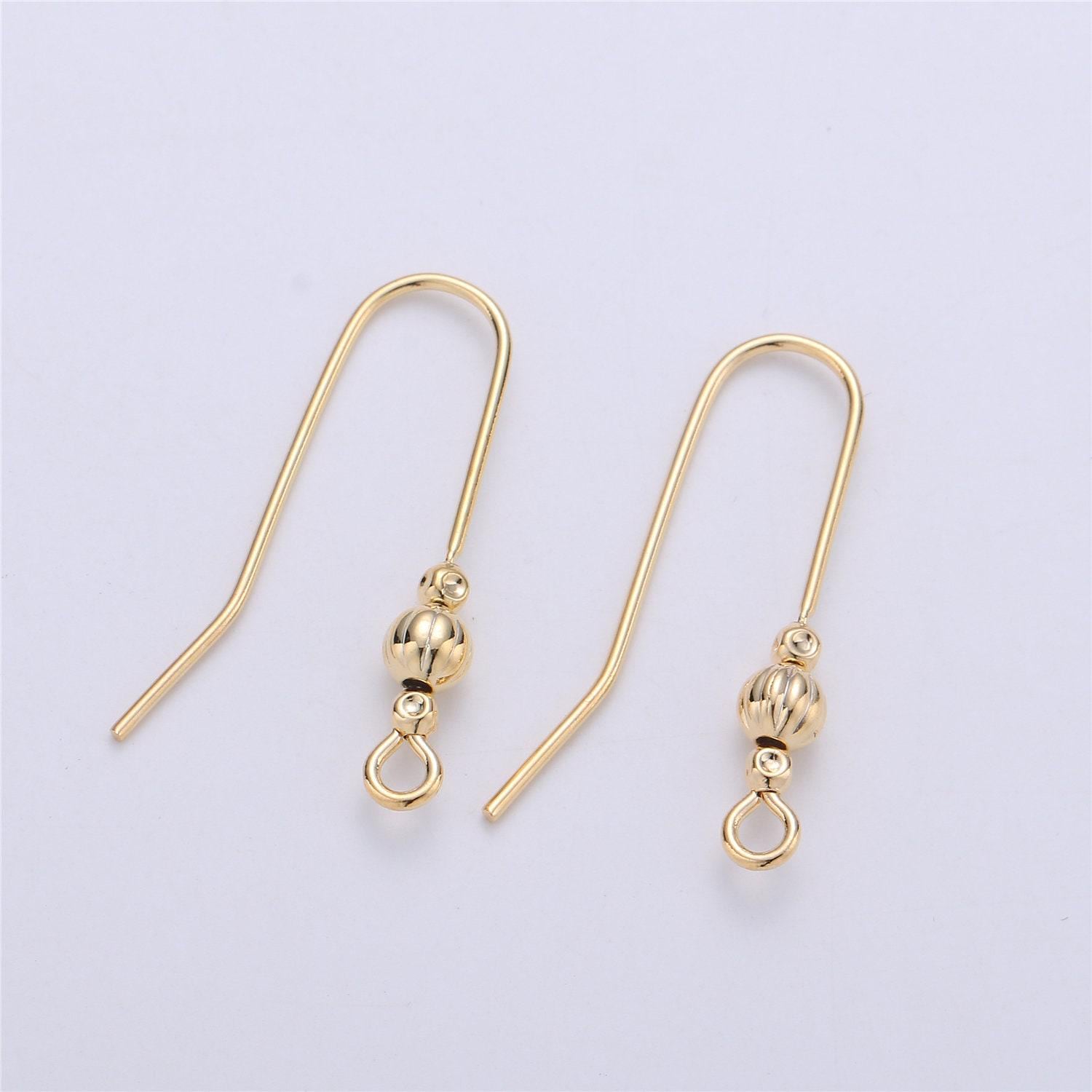 1 pair ear hooks 14k gold filled ear wires with open link for charm, handmade earring findings, gold earwires, diy jewelry supply k-222