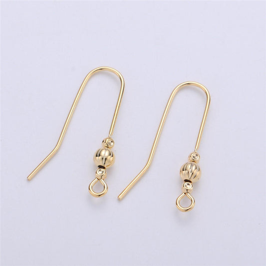 1 pair ear hooks 14k gold filled ear wires with open link for charm, handmade earring findings, gold earwires, diy jewelry supply k-222
