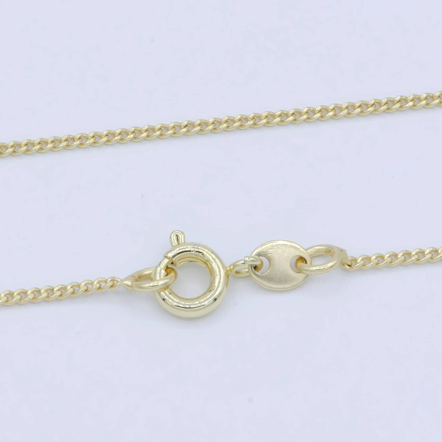 1pc 17.7'' ready to use gold dainty cuban necklace chain, layer curb chain dainty necklace,pendant charm necklace making, wa-227