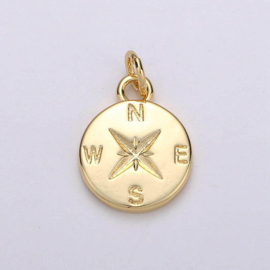 Dainty gold compass charm pendant, adventure, travel charm pendant, nautical charms supply north east south west jewelry inspired