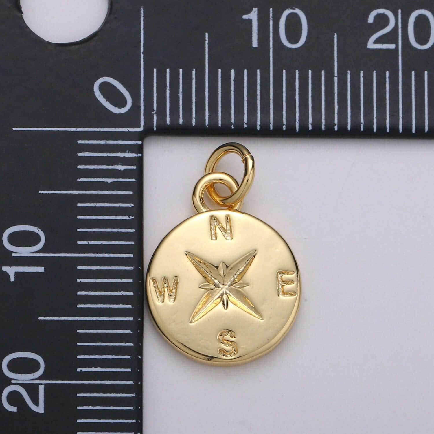 Dainty gold compass charm pendant, adventure, travel charm pendant, nautical charms supply north east south west jewelry inspired