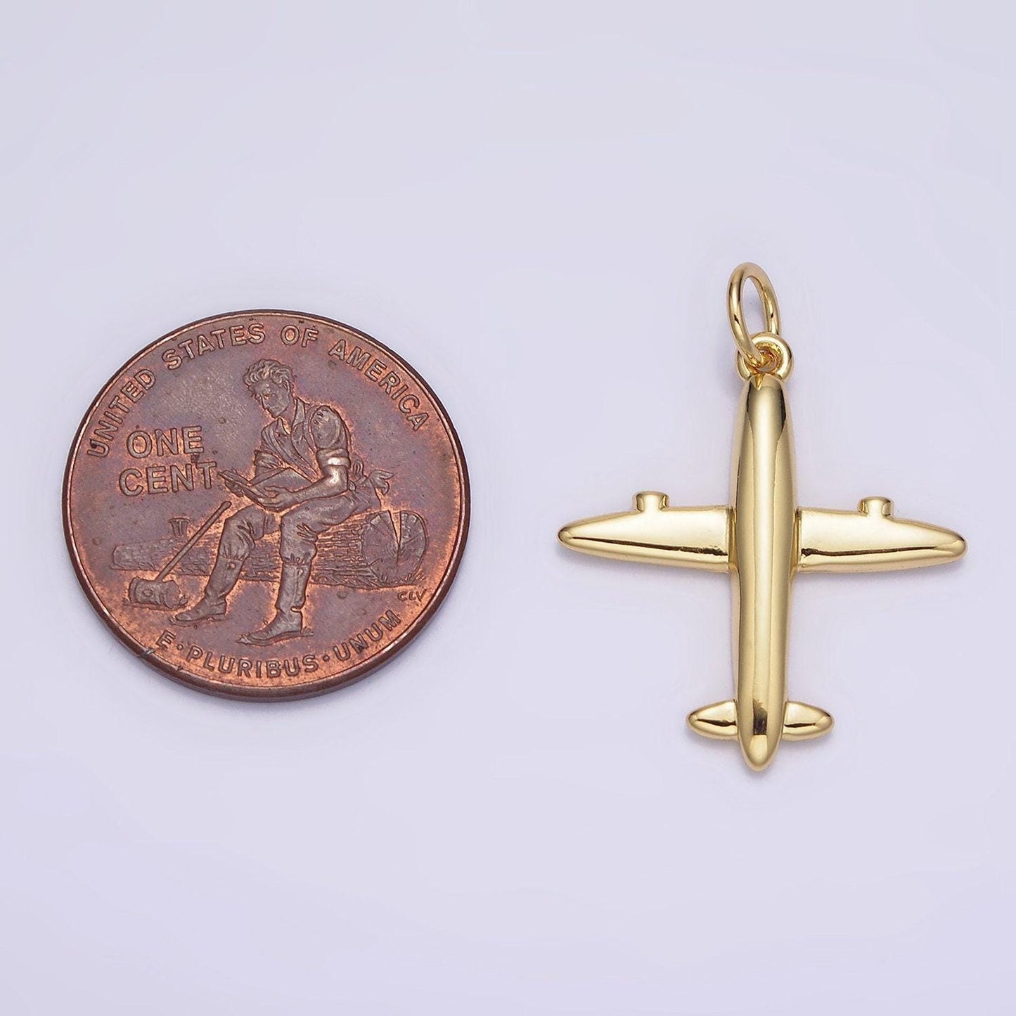 Airplane 14k gold filled airplane plane body jet plane charm pilot stewardess gift idea jewelry making supply n-993