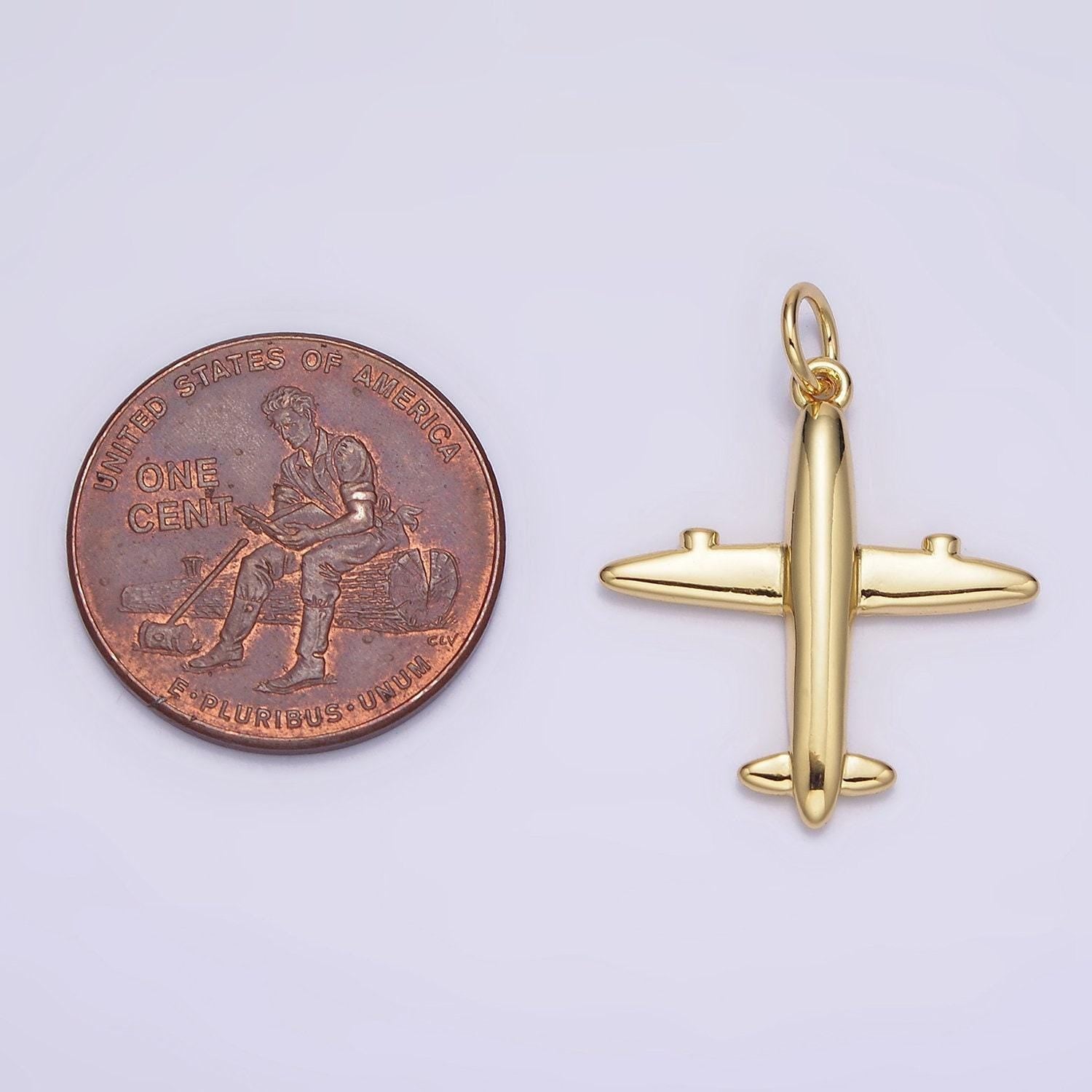 Airplane 14k gold filled airplane plane body jet plane charm pilot stewardess gift idea jewelry making supply n-993