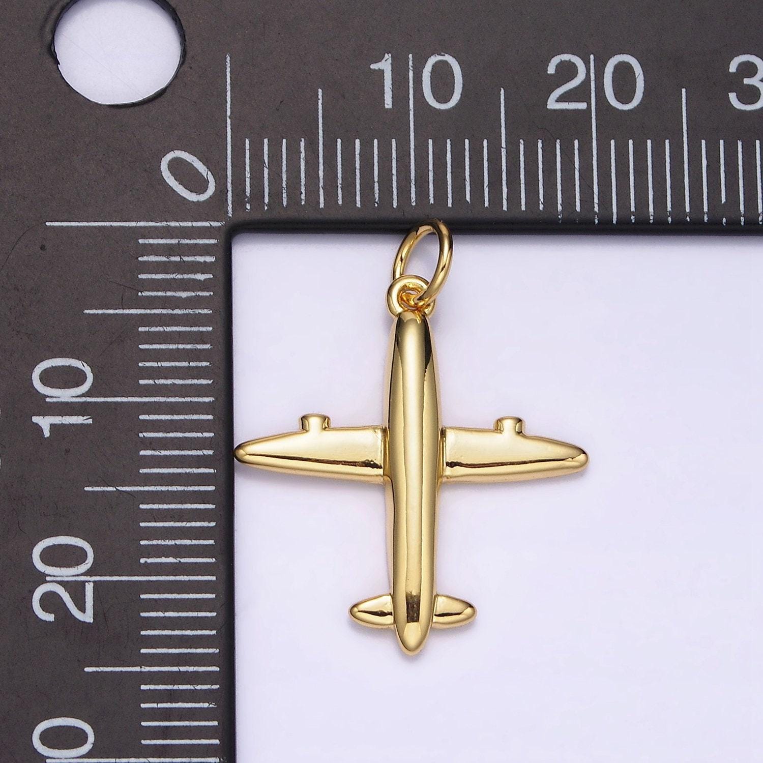 Airplane 14k gold filled airplane plane body jet plane charm pilot stewardess gift idea jewelry making supply n-993