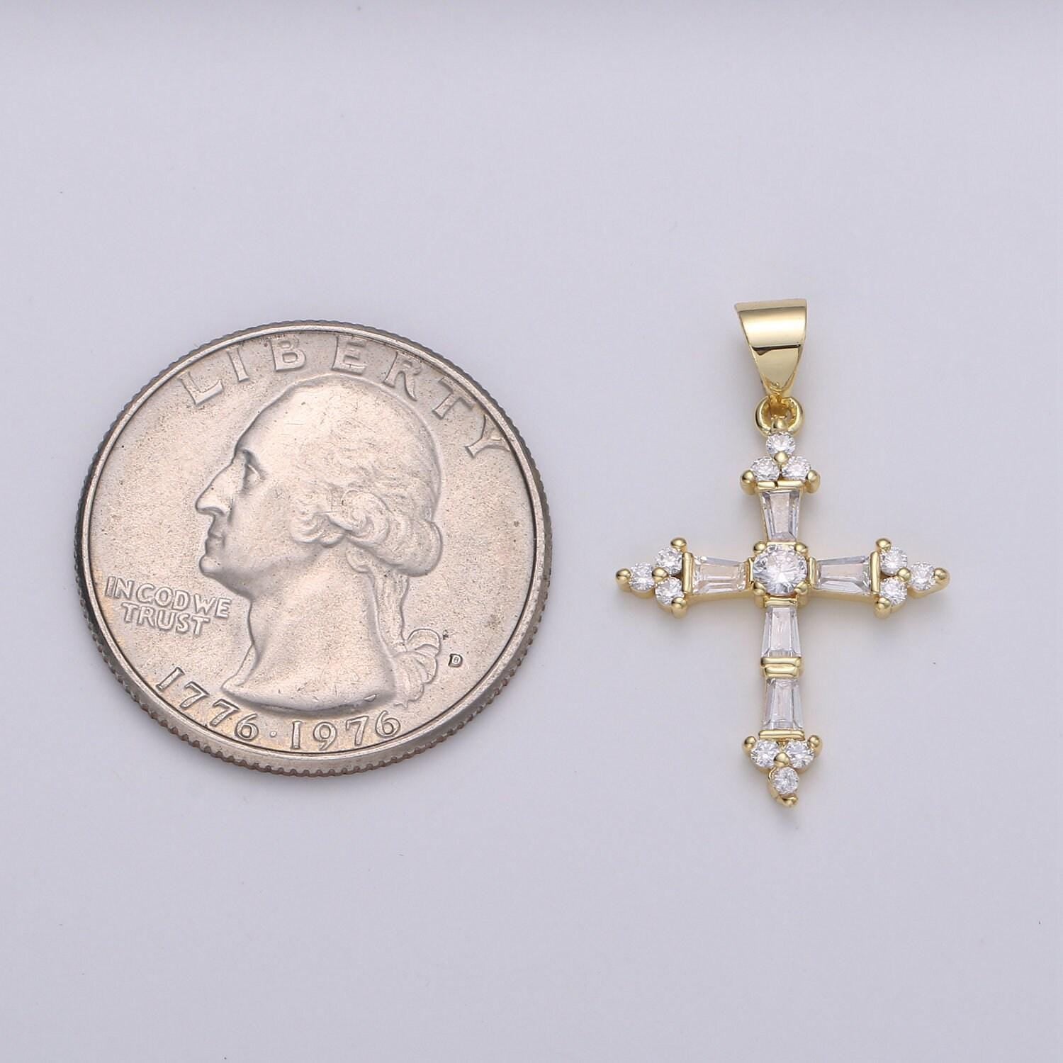 Cubic cross pendant, cz pendant, jesus pendant, earrings pendant, bracelet charm, necklace pendant, 18k gold filled jewelry n-1320