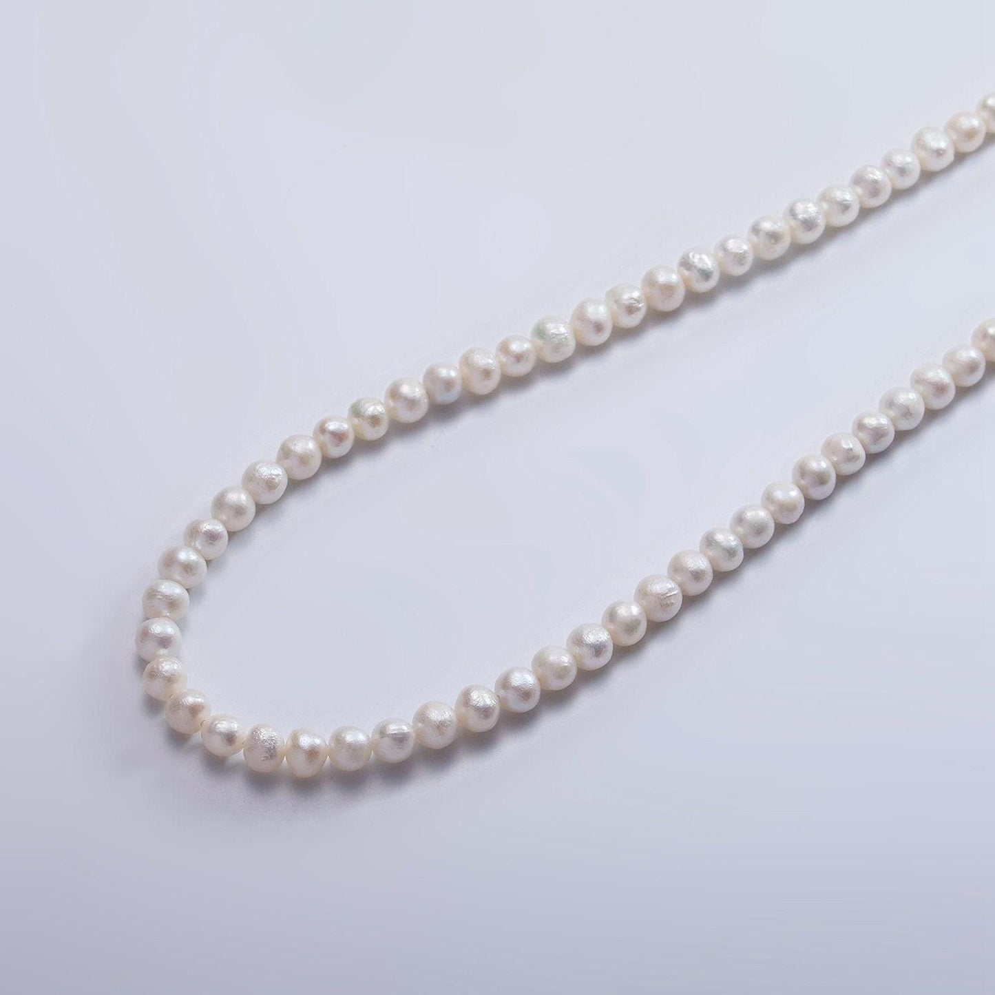 4.2mm white pearl strand, freshwater potato round pearls beads wholesale 15 inch full strand for jewelry making supply wa-2503