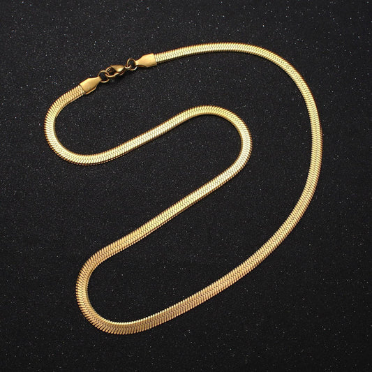 4mm gold stainless steel herringbone chain necklace for women 18 inch, 19.6 inch necklace for layering statement necklace wa1554