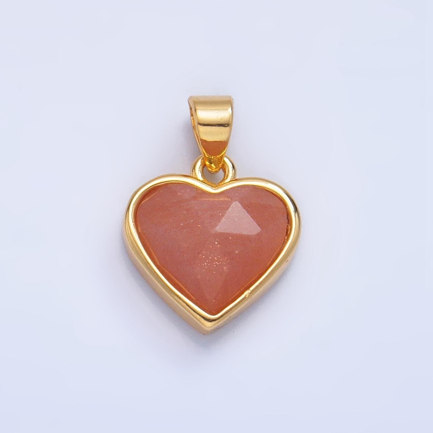 24k gold filled multifaceted amethyst, amazonite, malachite, blue lapis labradorite charm heart pendant | aa1027