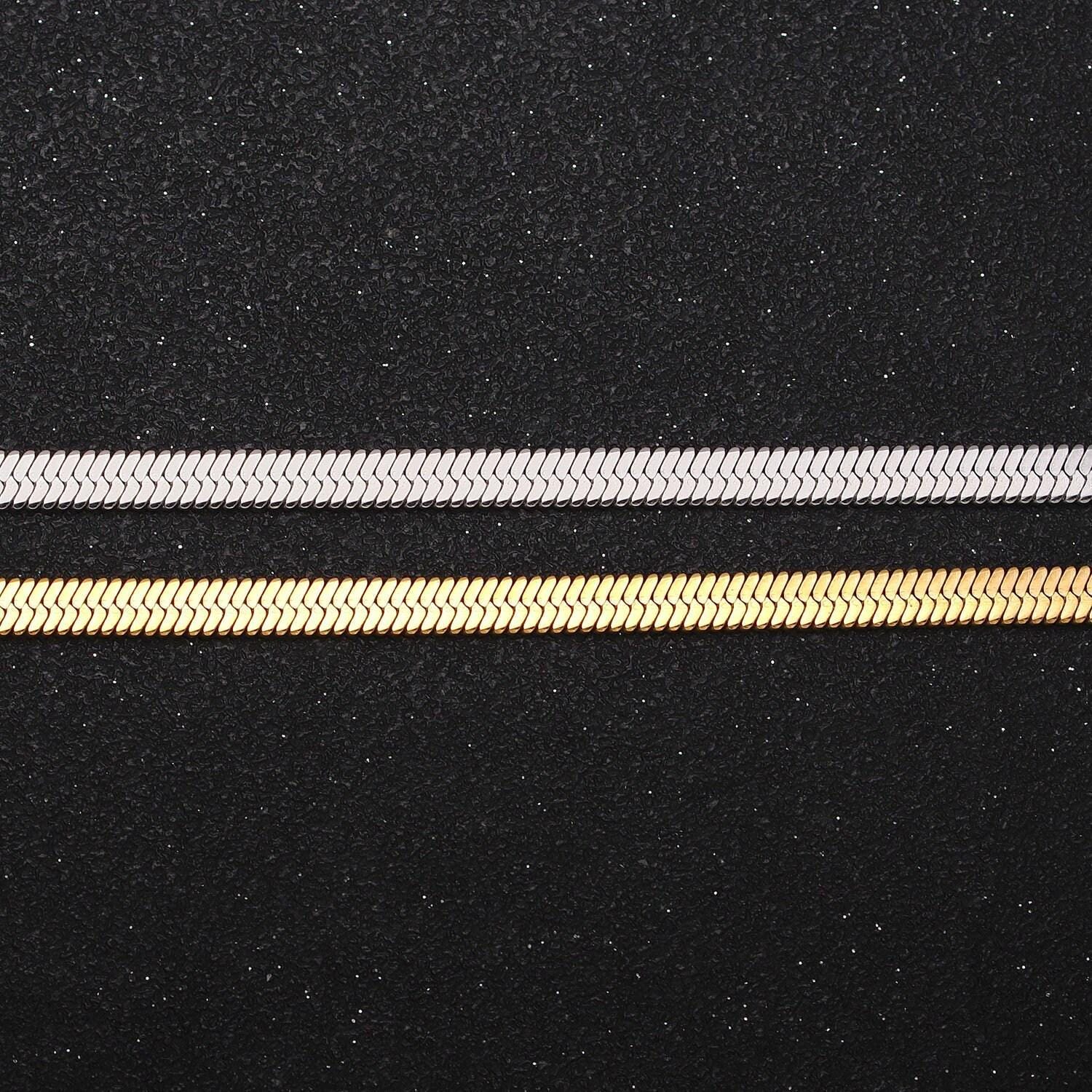 4mm gold stainless steel herringbone chain necklace for women 18 inch, 19.6 inch necklace for layering statement necklace wa1554
