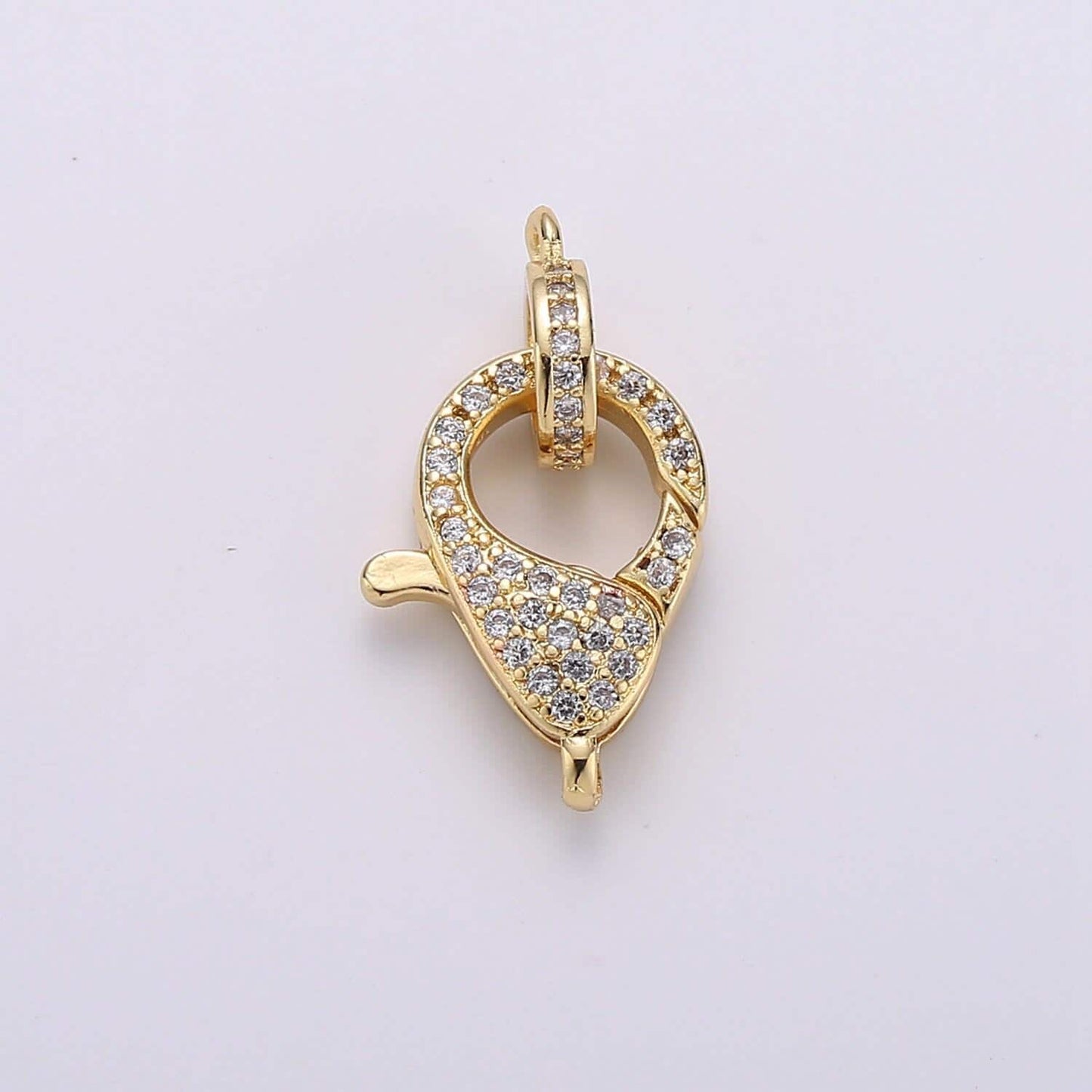 Gold full pave lobster clasp, 20.7x13mm, clear pave clasp rainbow pave clasp for necklace bracelet end clasp enhanced clasp k-916