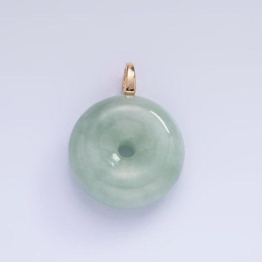 14k gold filled 21mm green donut jade charm | ag-708