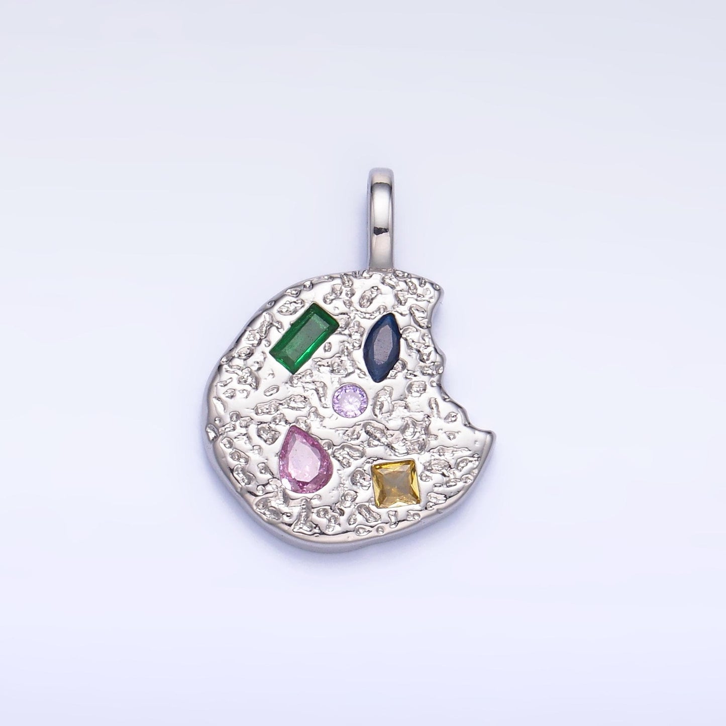 Dainty 24k Gold Filled Cookie Charm with Multi Color CZ Mixed Cut Sprinkle Pendant Foodie Food Charm Inspired AA1092