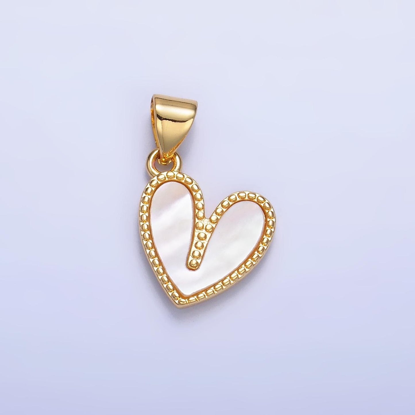 Gold Cute pearly white heart pendant, 24k gold Filled shell pearl heart love charm for Valentine Jewelry AA1121
