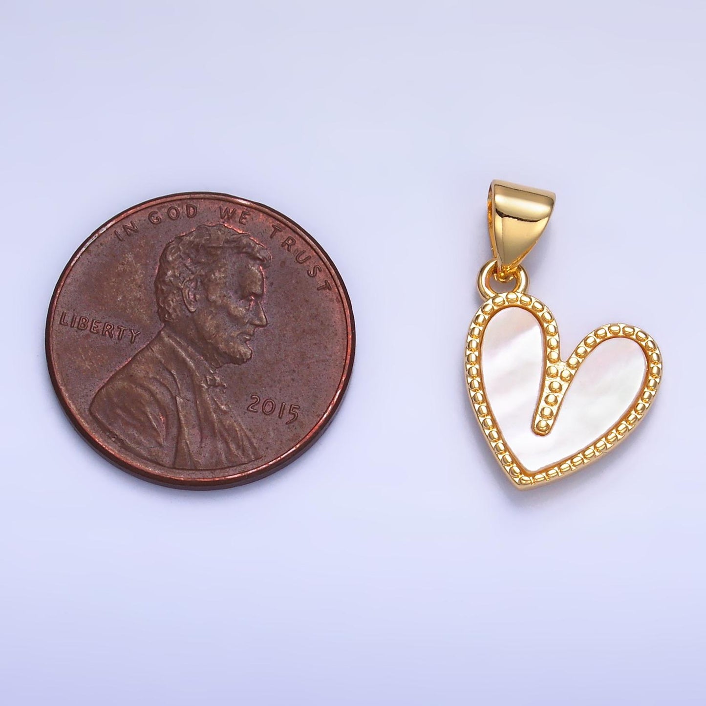 Gold Cute pearly white heart pendant, 24k gold Filled shell pearl heart love charm for Valentine Jewelry AA1121