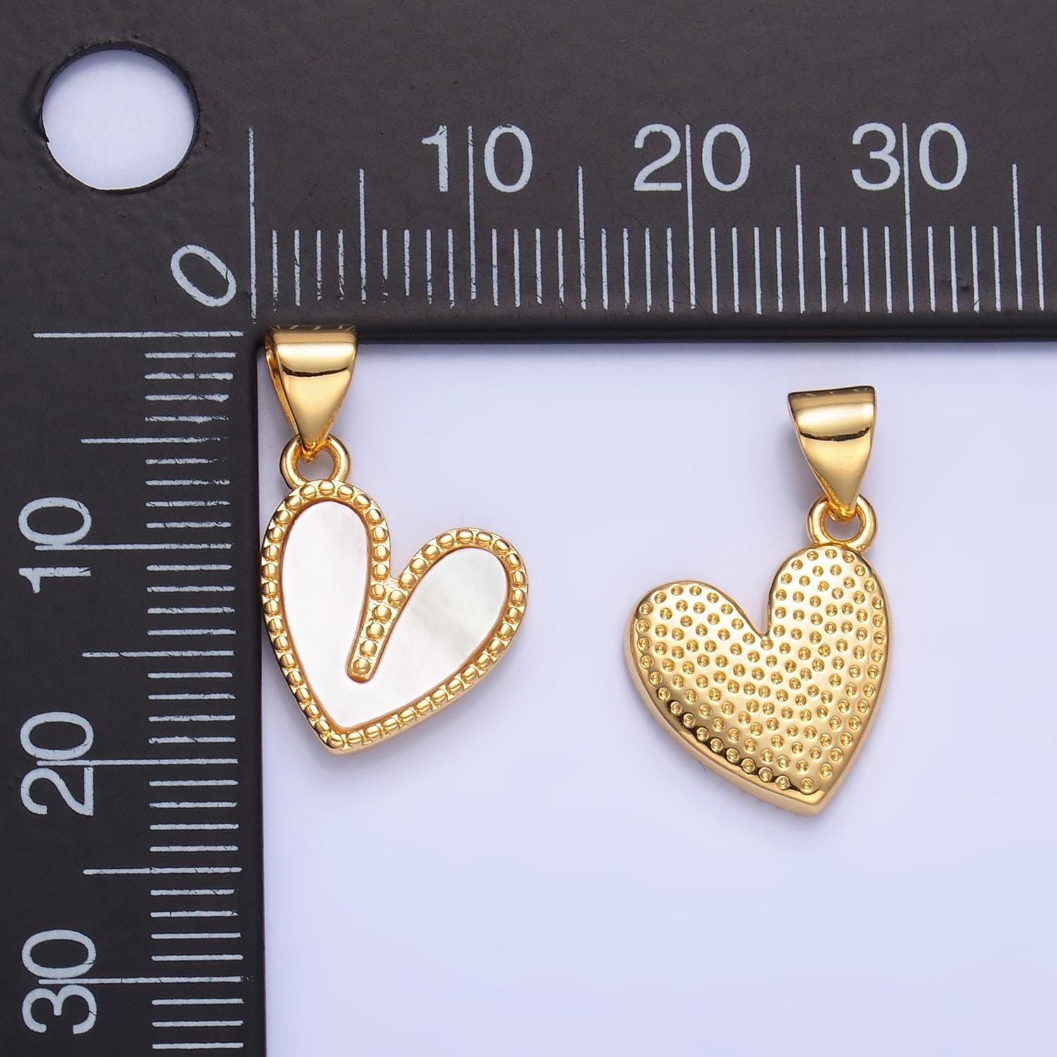 Gold Cute pearly white heart pendant, 24k gold Filled shell pearl heart love charm for Valentine Jewelry AA1121
