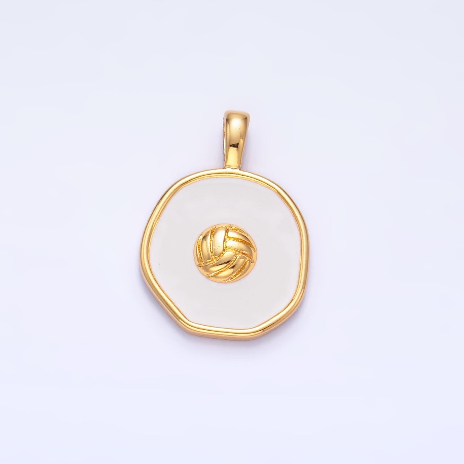 Volley ball pendant small sport charm for handmade jewelry supplies 24k gold filled ball charm aa-1089