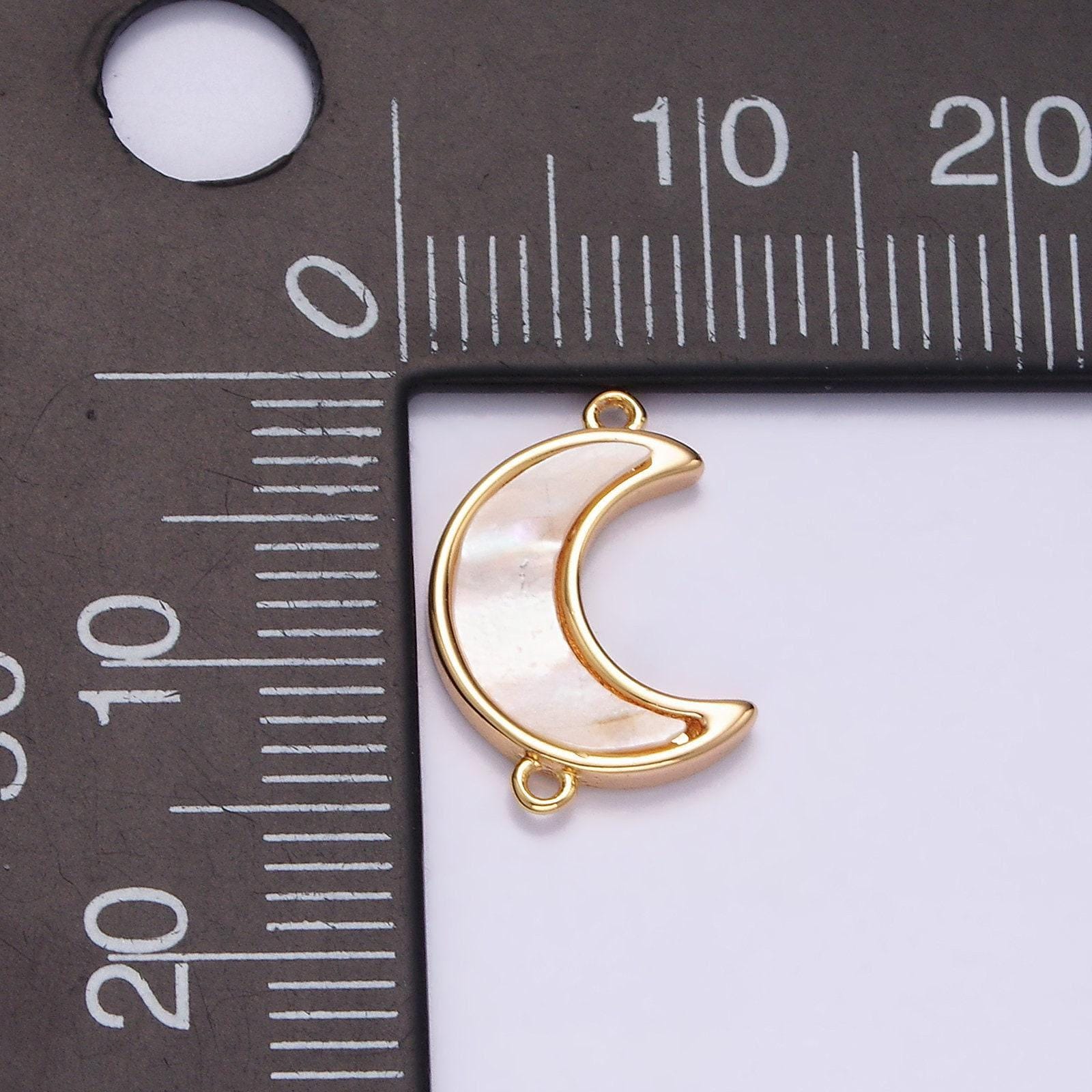 White pearl crescent moon charm connector gold filled charm necklace celestial link connector for necklace bracelet component g704