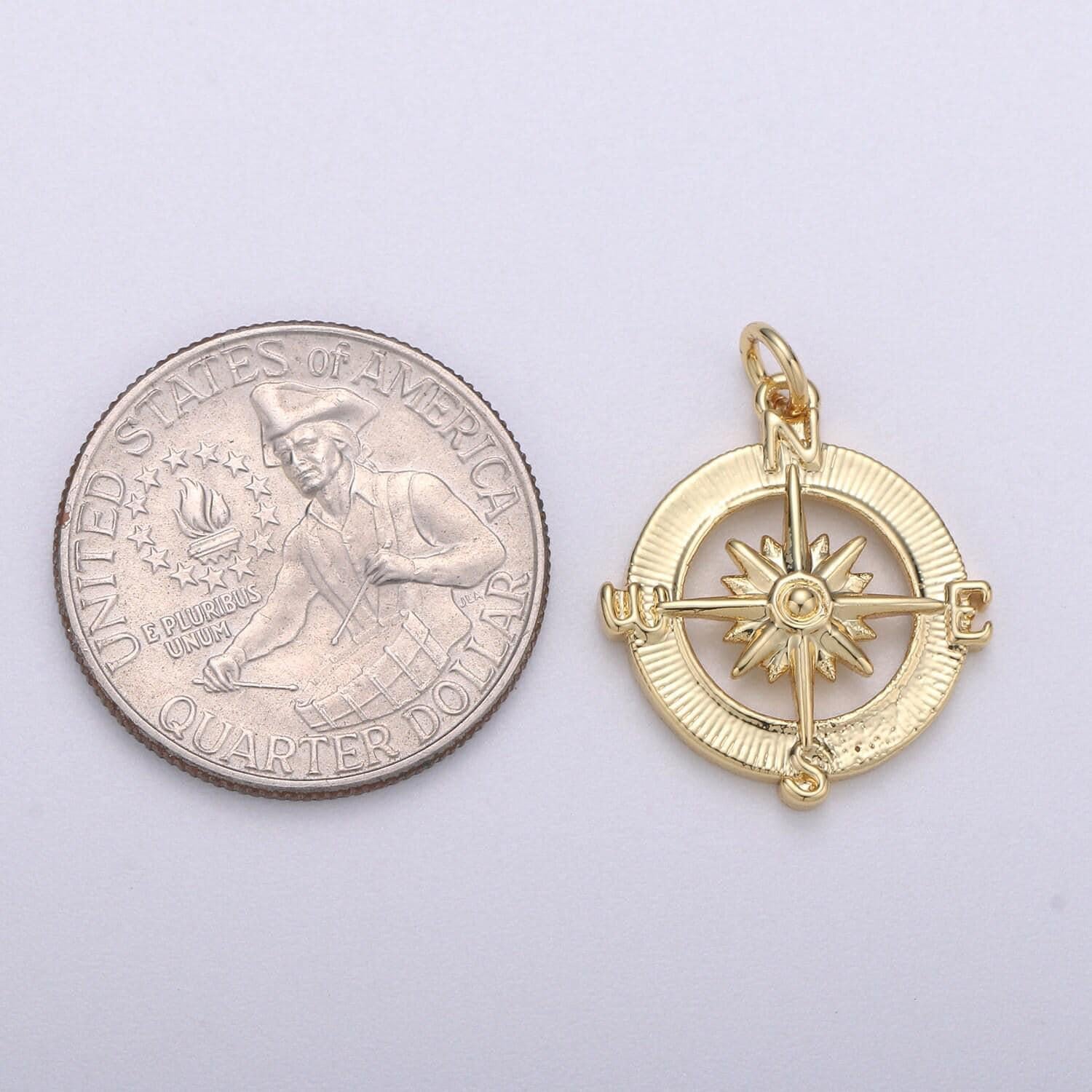 14k gold fill dainty compass charm, gold compass pendant, north star charm, travel charm nautical charms for bracelet earring necklace c466