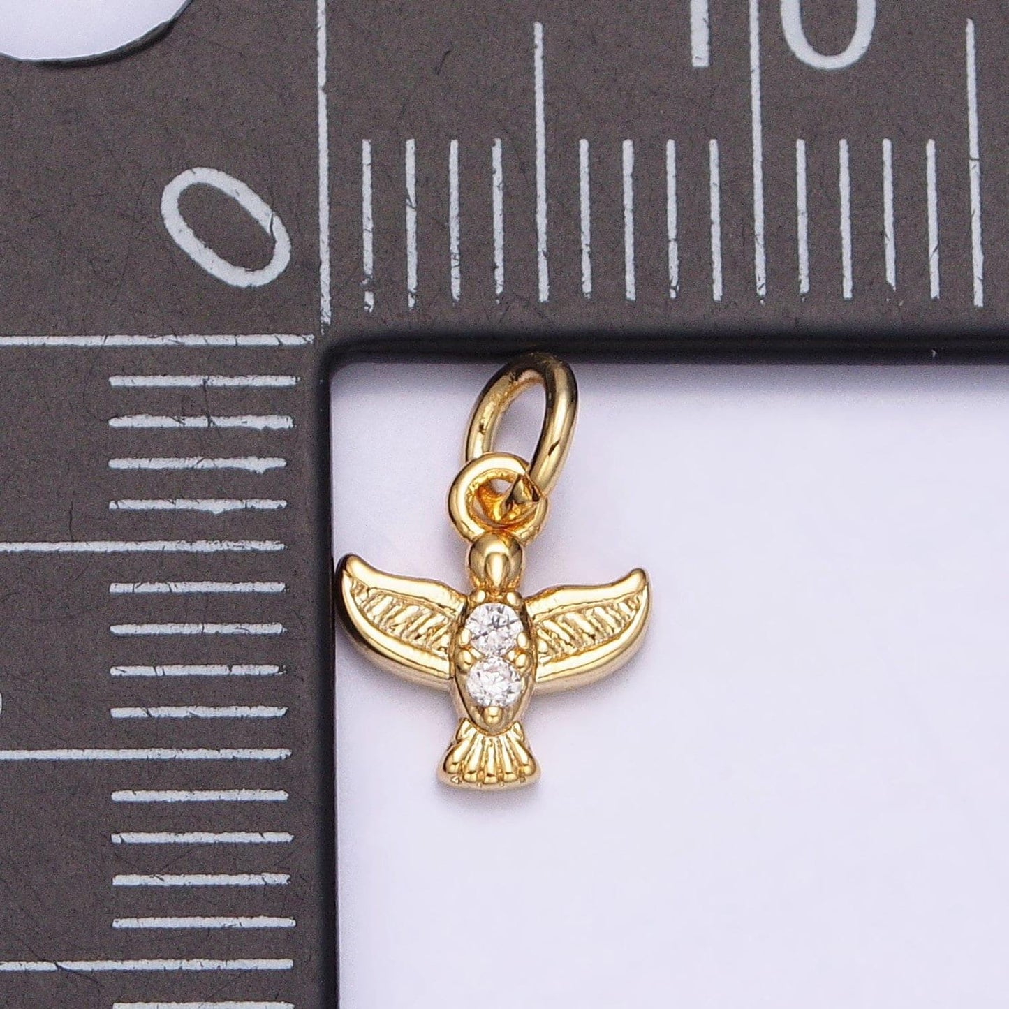 16k gold filled mini flying bird dove pigeon cz add-on charm | ac1147