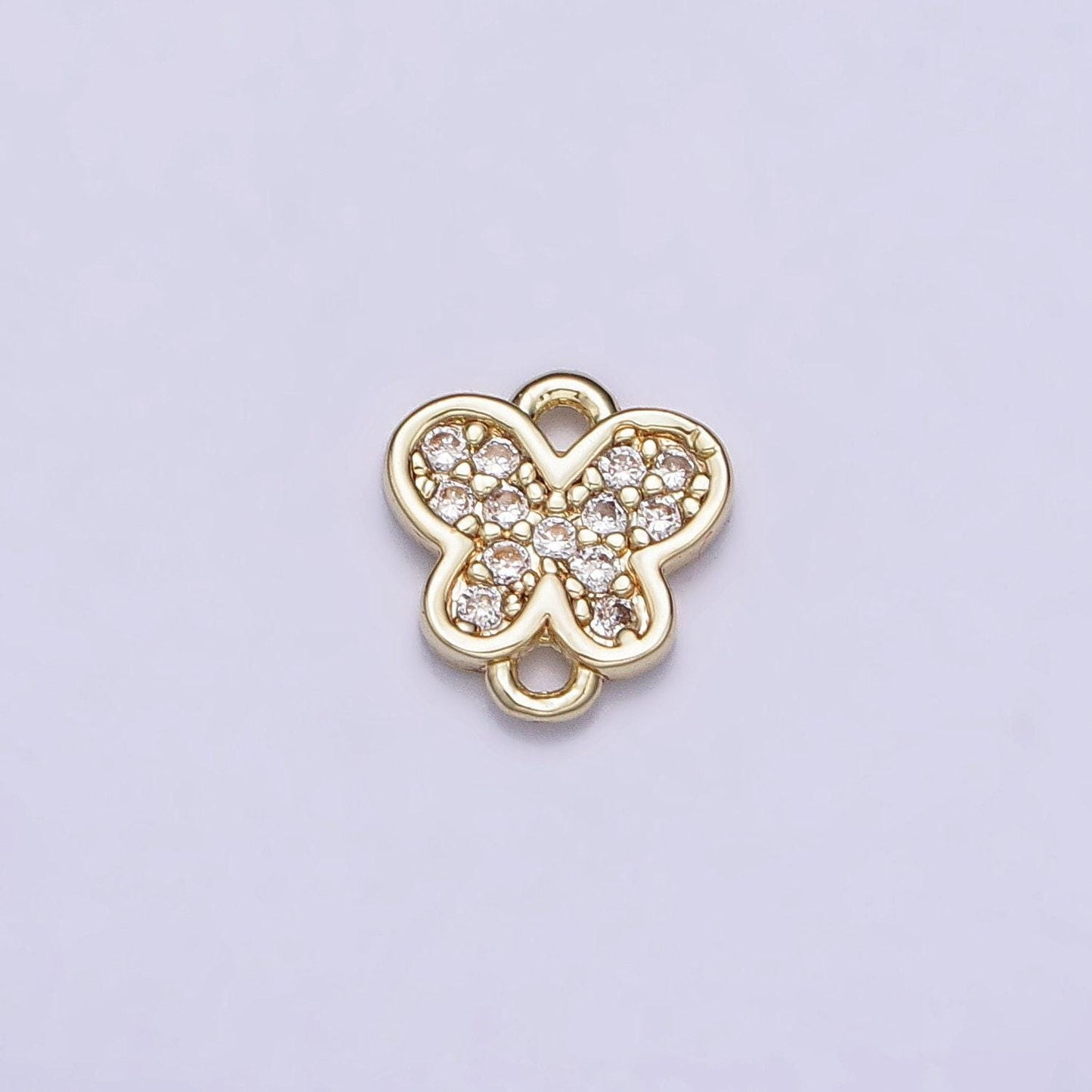 Teeny tiny butterfly charm connector cz gold filled charm for bracelet necklace earring component y-881