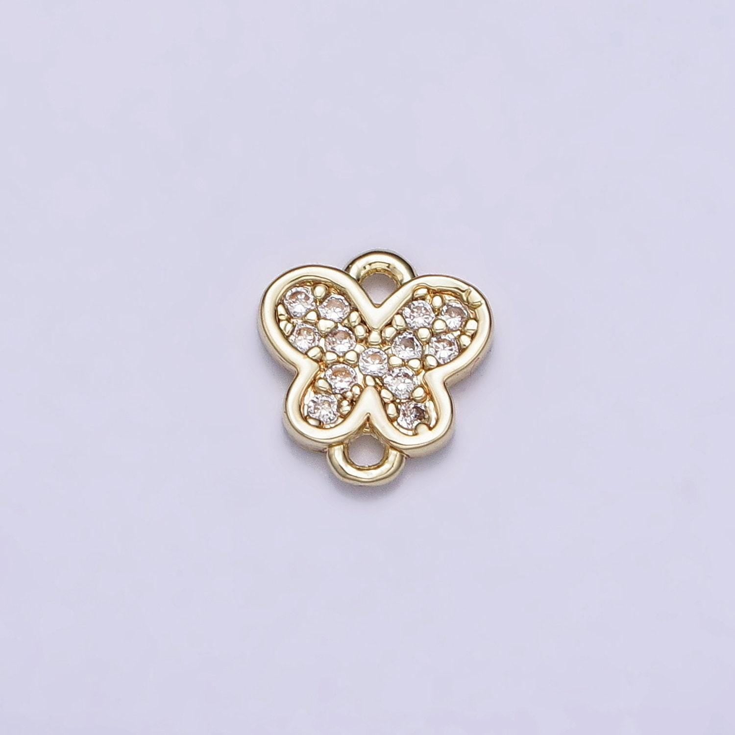 Teeny tiny butterfly charm connector cz gold filled charm for bracelet necklace earring component y-881