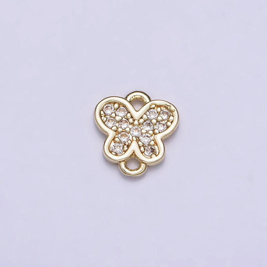Teeny tiny butterfly charm connector cz gold filled charm for bracelet necklace earring component y-881