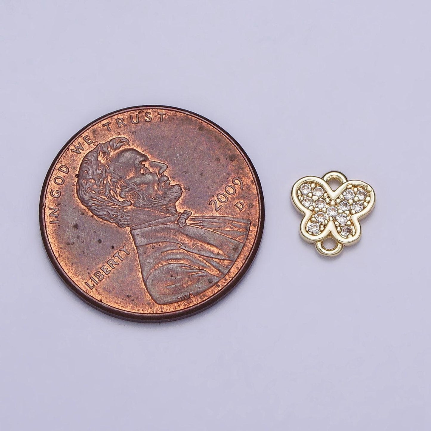 Teeny tiny butterfly charm connector cz gold filled charm for bracelet necklace earring component y-881