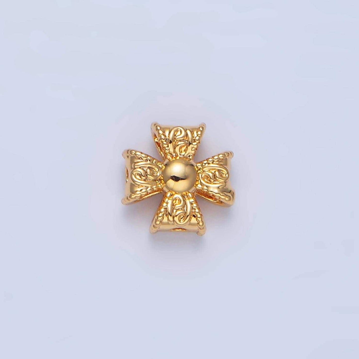 Molten religious cross 24k gold filled bead spacer in gold & silver | b-039
