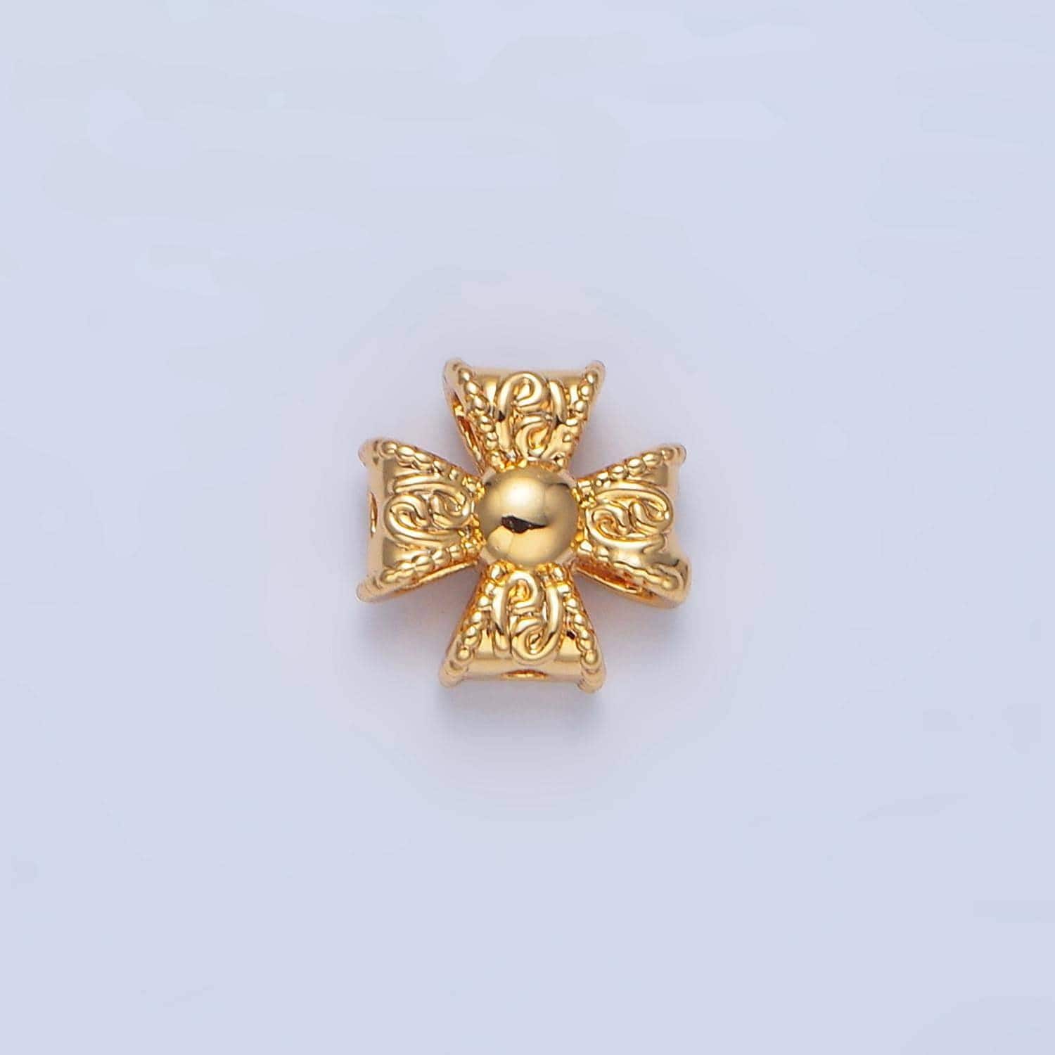 Molten religious cross 24k gold filled bead spacer in gold & silver | b-039