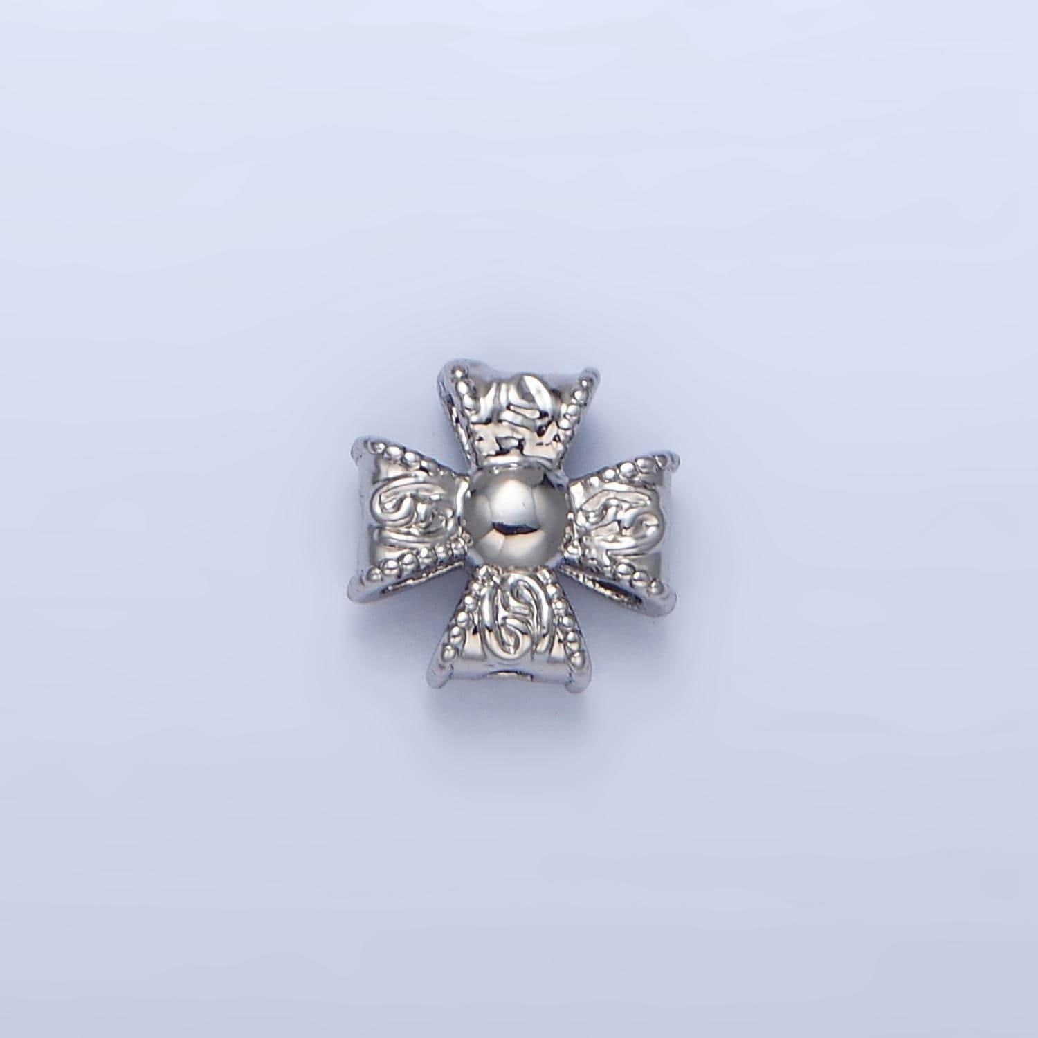 Molten religious cross 24k gold filled bead spacer in gold & silver | b-039