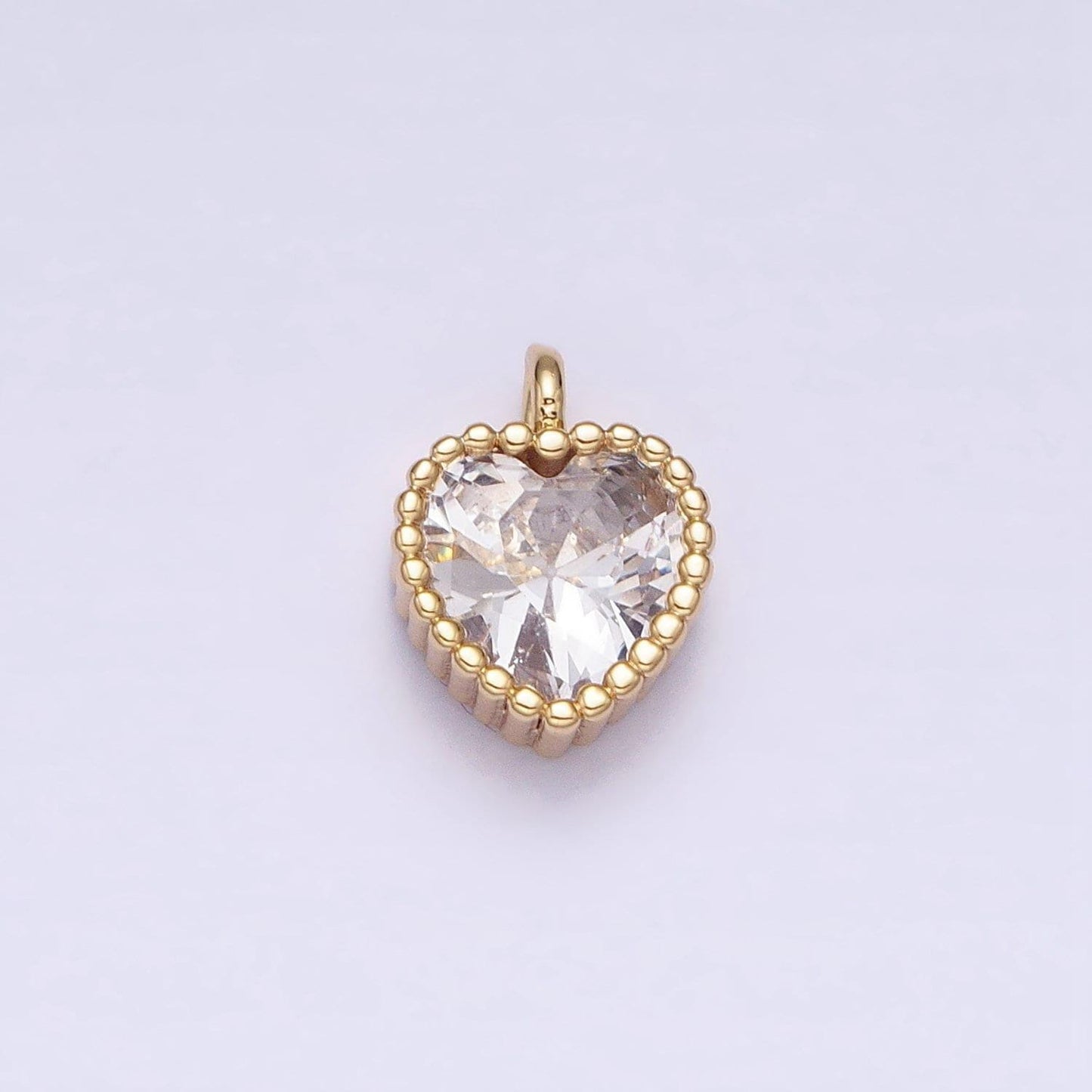 Tiny 16k gold filled heart charms cubic zirconia mini pink clear purple cz pendant wholesale bulk diy jewelry findings ac1258