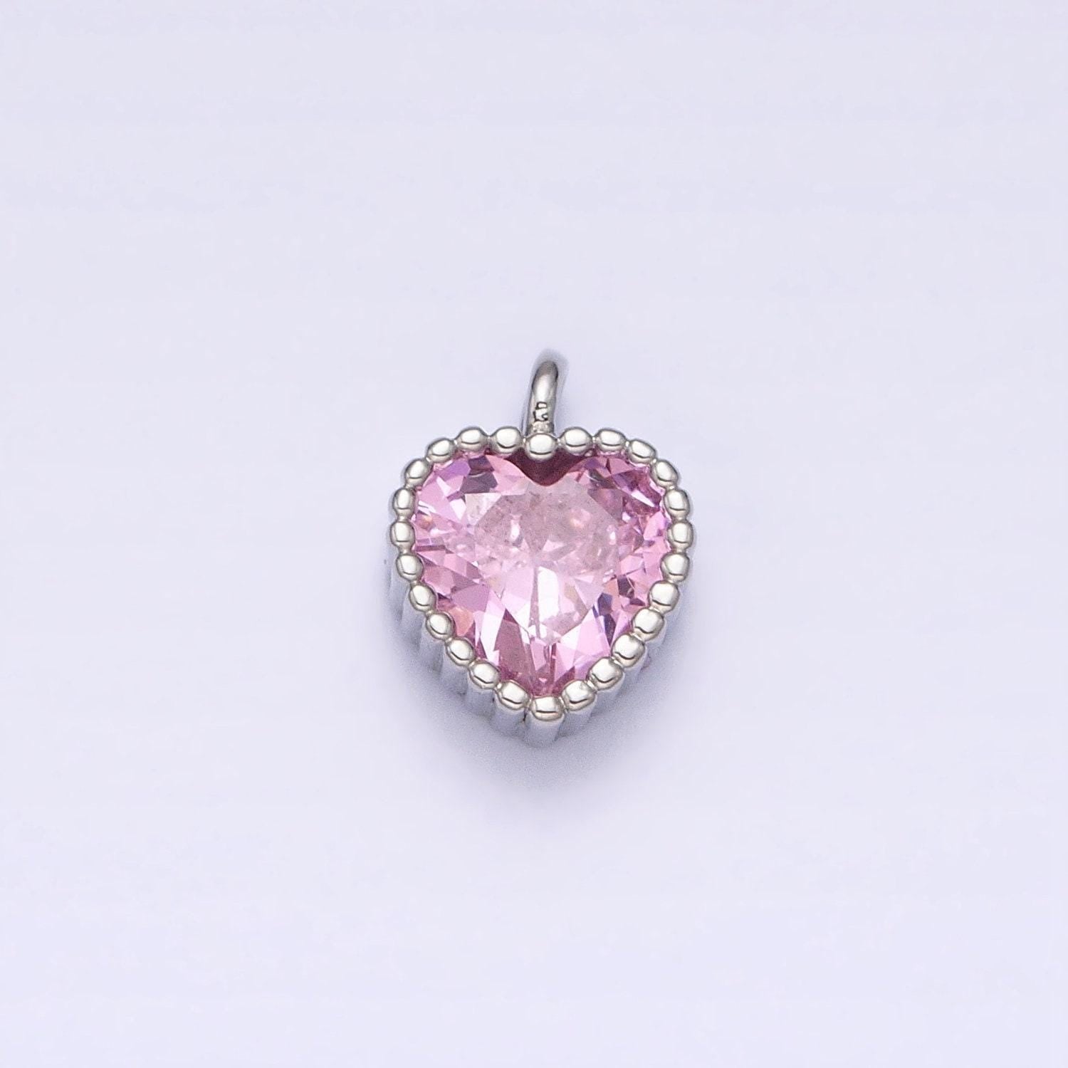 Tiny 16k gold filled heart charms cubic zirconia mini pink clear purple cz pendant wholesale bulk diy jewelry findings ac1258