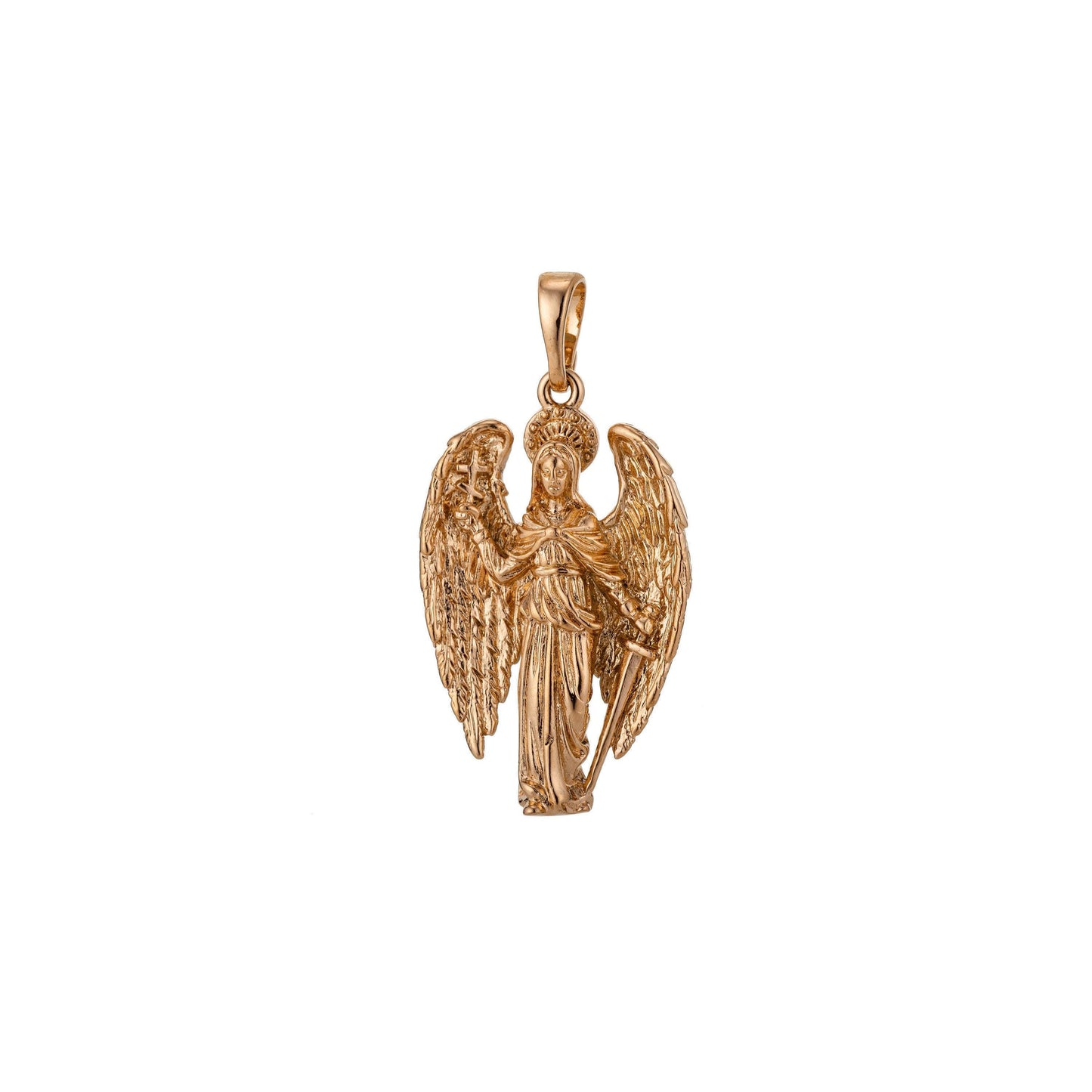 Saint michael the archangel pendant 18k gold filled st michael the archangel miniature charm patron saint of soldiers police h-817