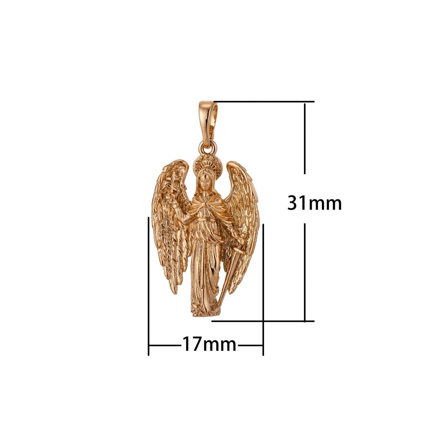 Saint michael the archangel pendant 18k gold filled st michael the archangel miniature charm patron saint of soldiers police h-817