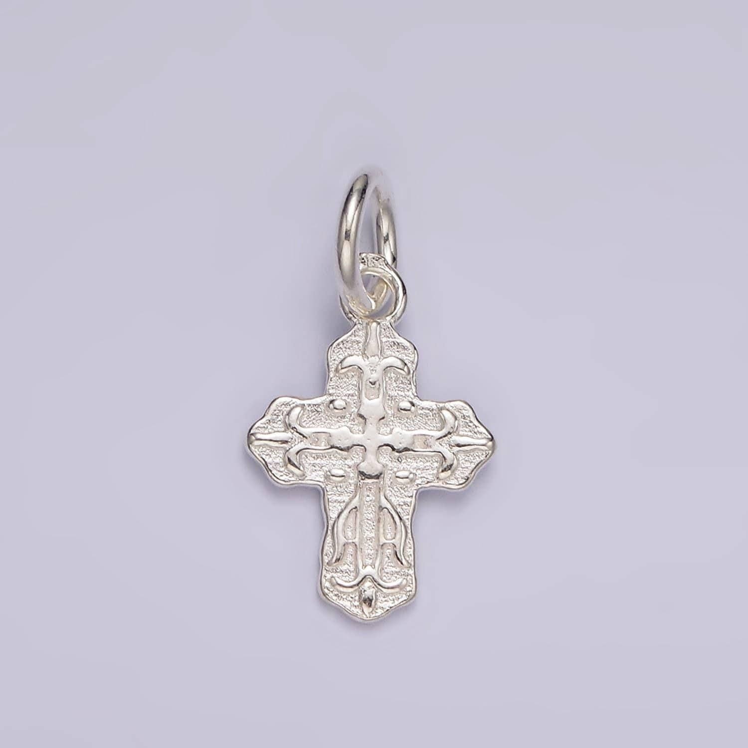 S925 sterling silver cross one sided tiny pendant, small religious charm | sl-417