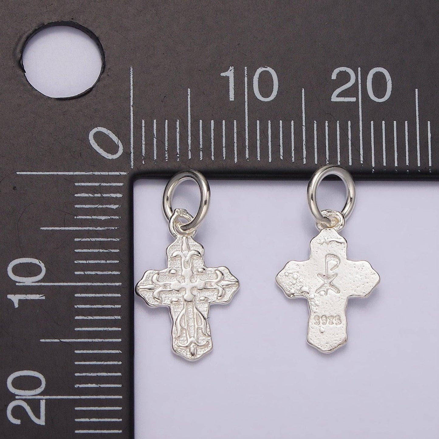 S925 sterling silver cross one sided tiny pendant, small religious charm | sl-417