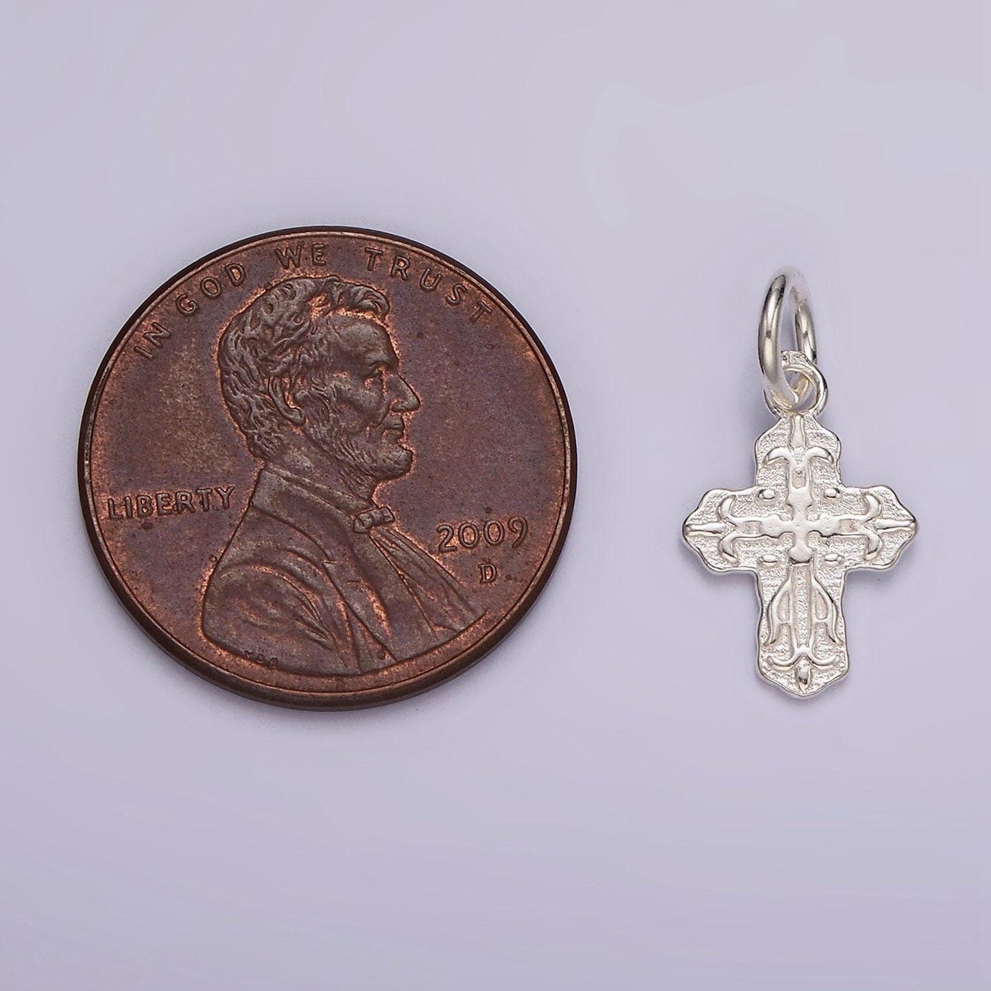 S925 sterling silver cross one sided tiny pendant, small religious charm | sl-417