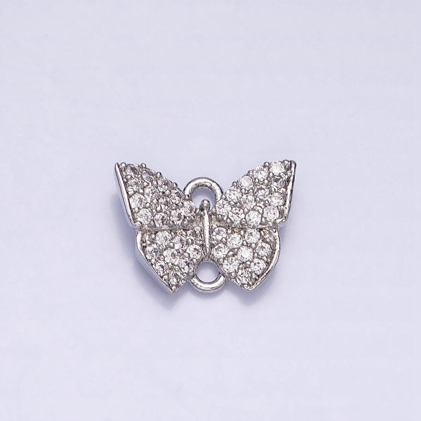 Mini gold micro pave butterfly charm, cubic zirconia butterfly pendant charm connector double bail charm, for diy jewelry y-854