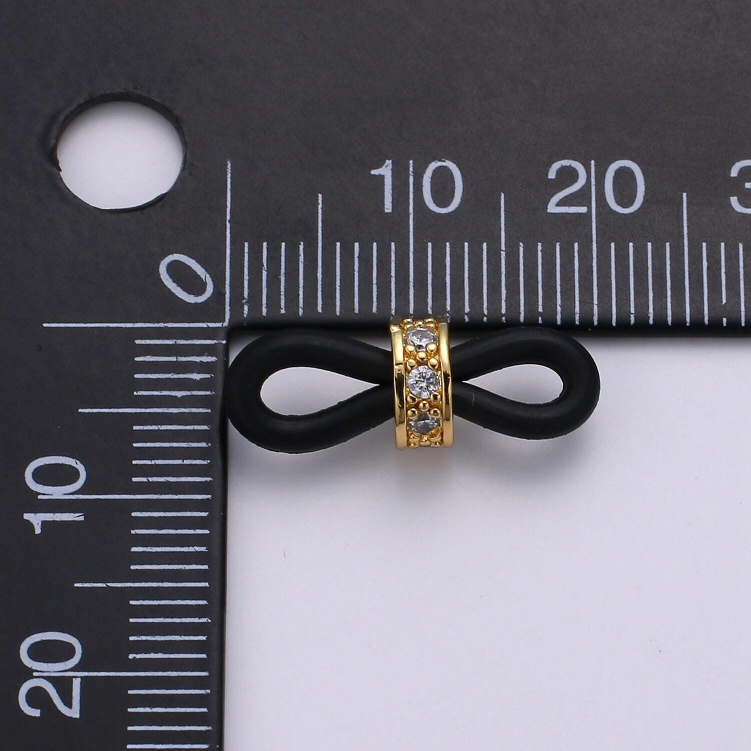 1 pair cubic pave 24k gold with silicon connector whitegold with silicon eyeglasses holder connector for craft supply. l194-l197