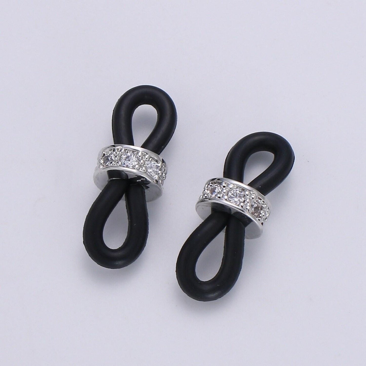 1 pair Clear Black Rubber Silicon connector for Glasses Charm Trend Sunglasses Eyeglasses Charm Holder connector Jewelry Making Supply