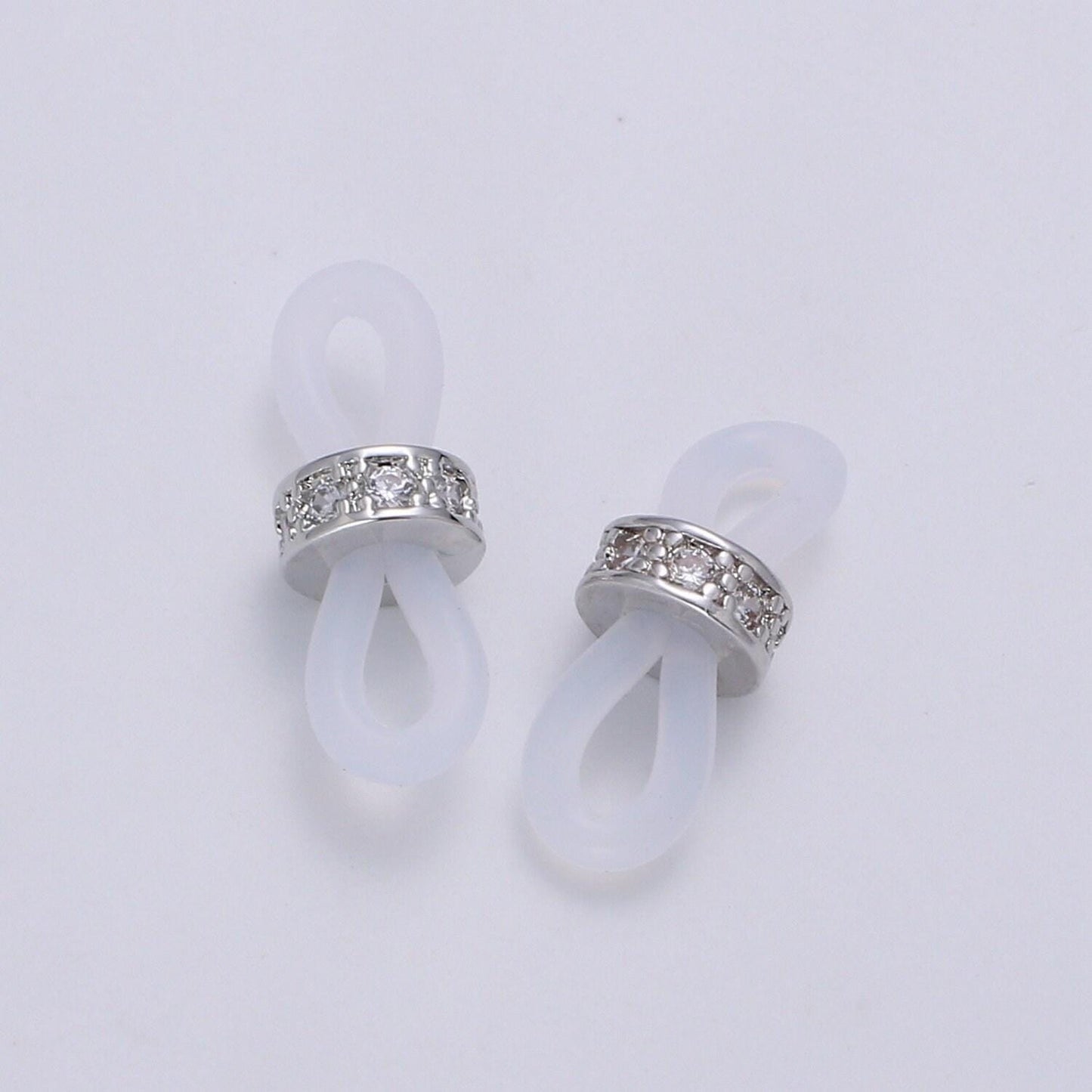1 pair Clear Black Rubber Silicon connector for Glasses Charm Trend Sunglasses Eyeglasses Charm Holder connector Jewelry Making Supply