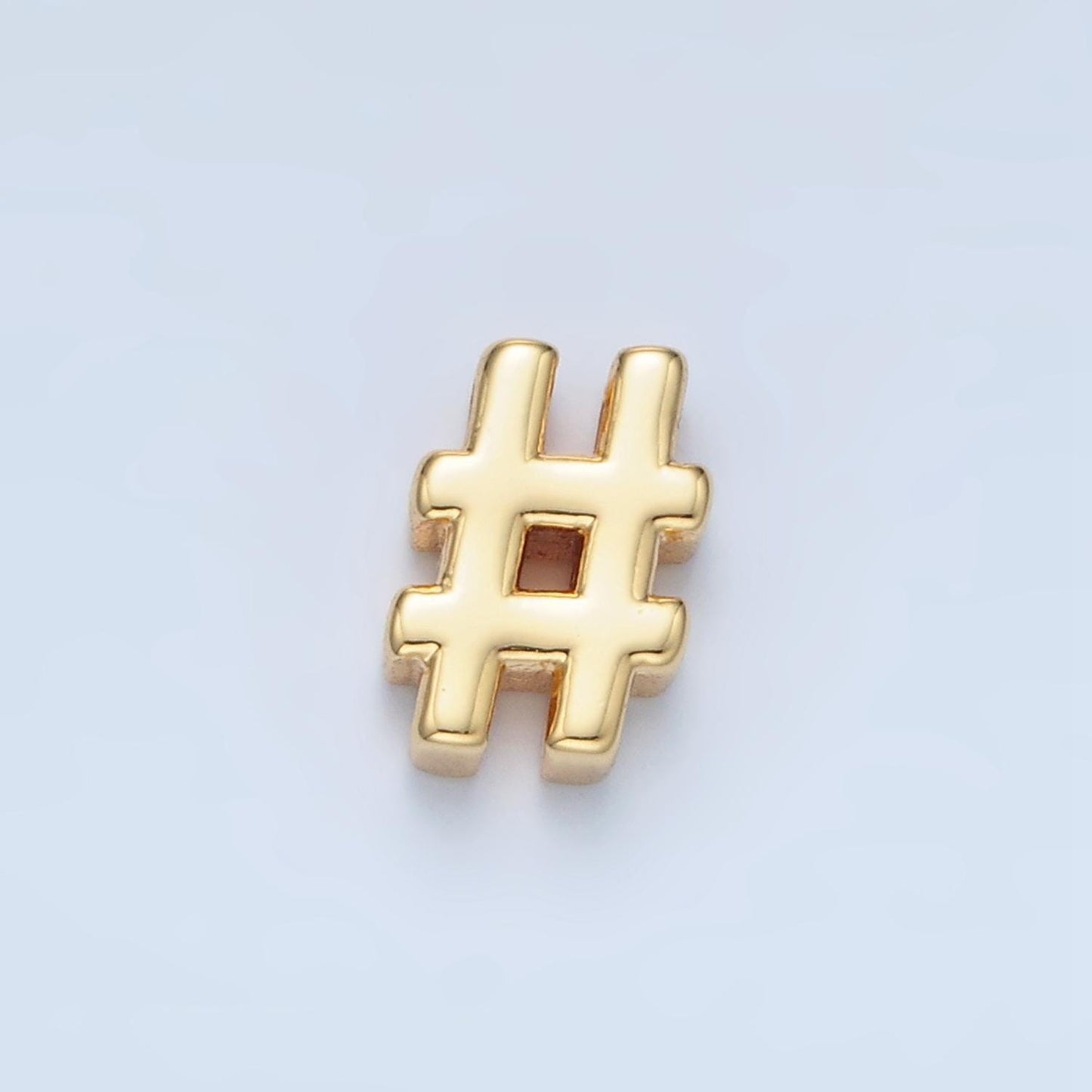 Dainty 10mm gold hashtag bead spacer 24k gold filled hashtag spacer bead hashtag necklace hashtag bracelet b909