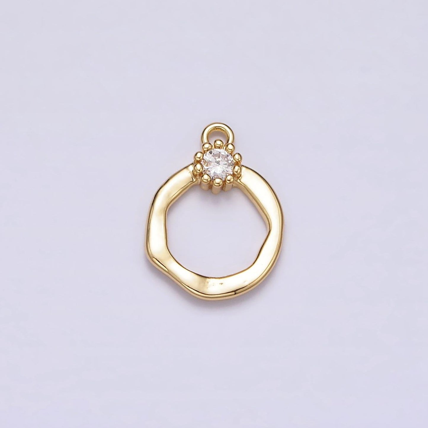 16k gold filled open circle round geometric hammered add-on charm | n960