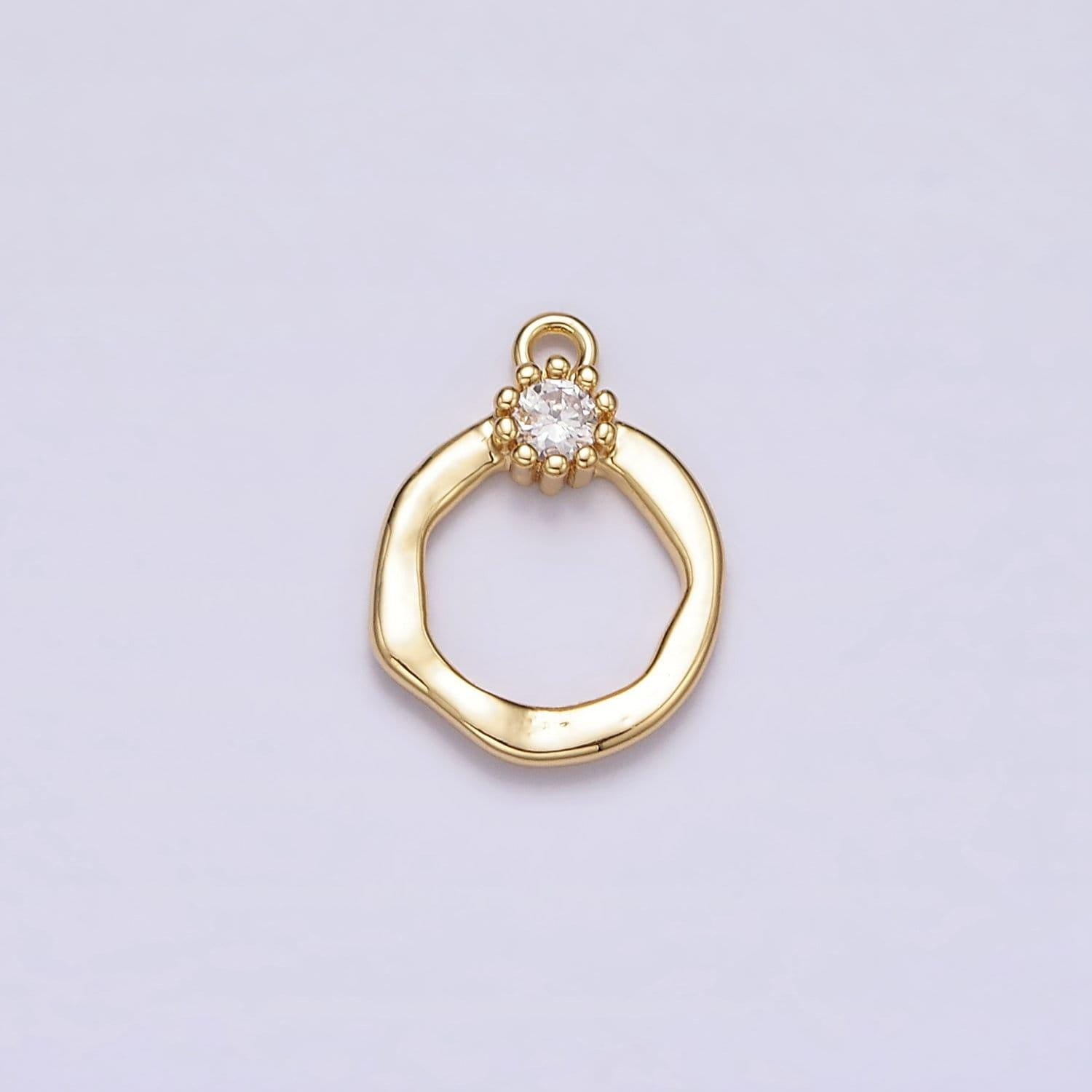 16k gold filled open circle round geometric hammered add-on charm | n960