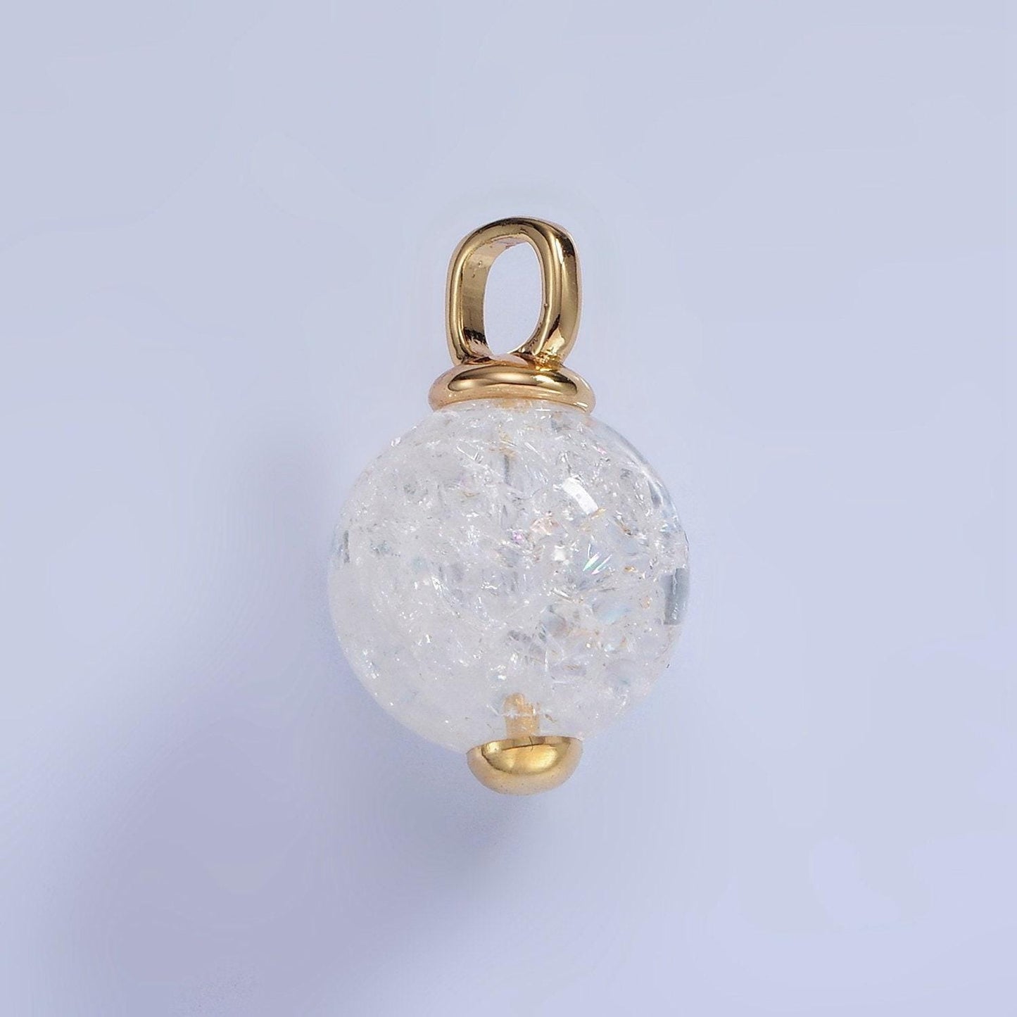14k gold filled 20mm clear crystal quartz round drop pendant | aa1120