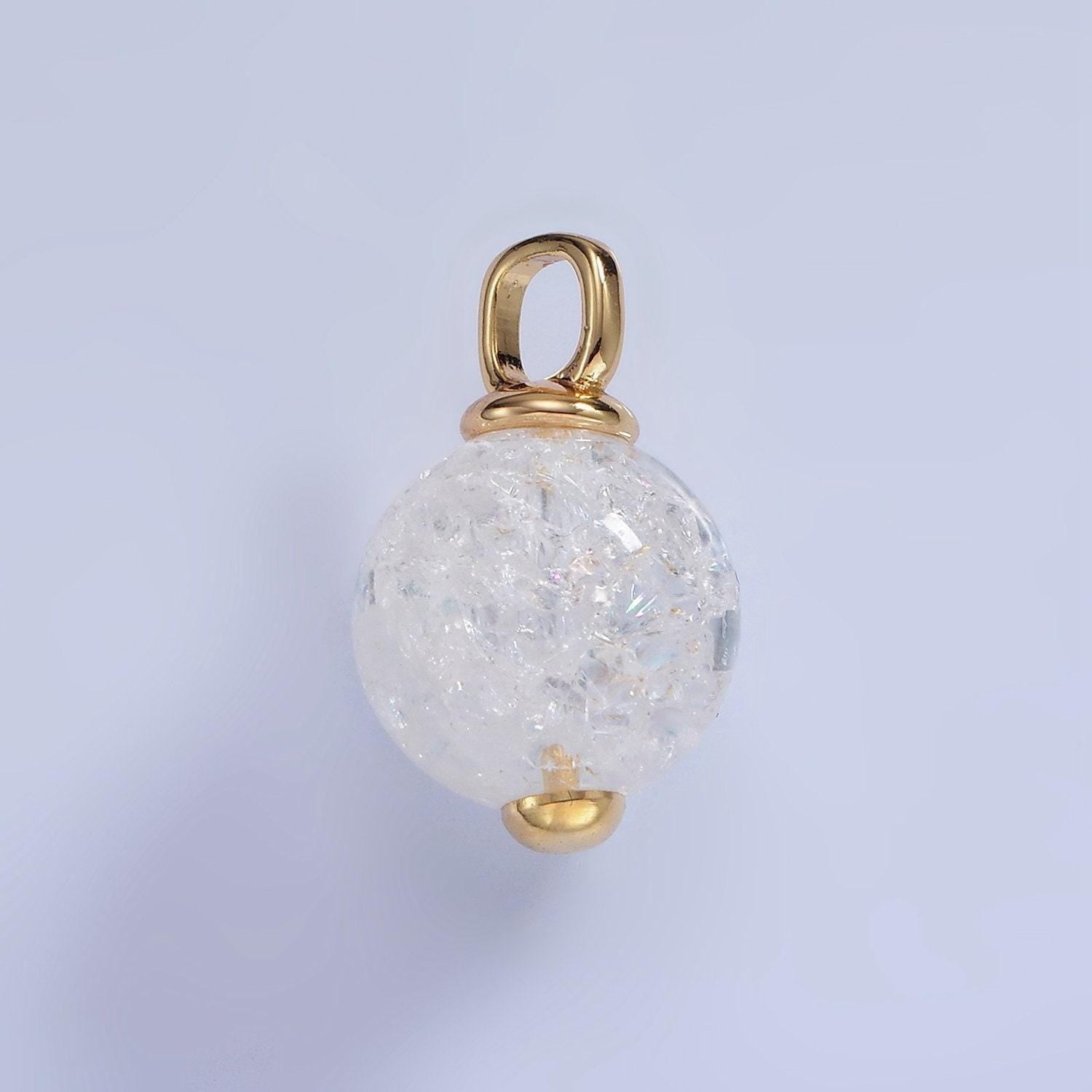14k gold filled 20mm clear crystal quartz round drop pendant | aa1120