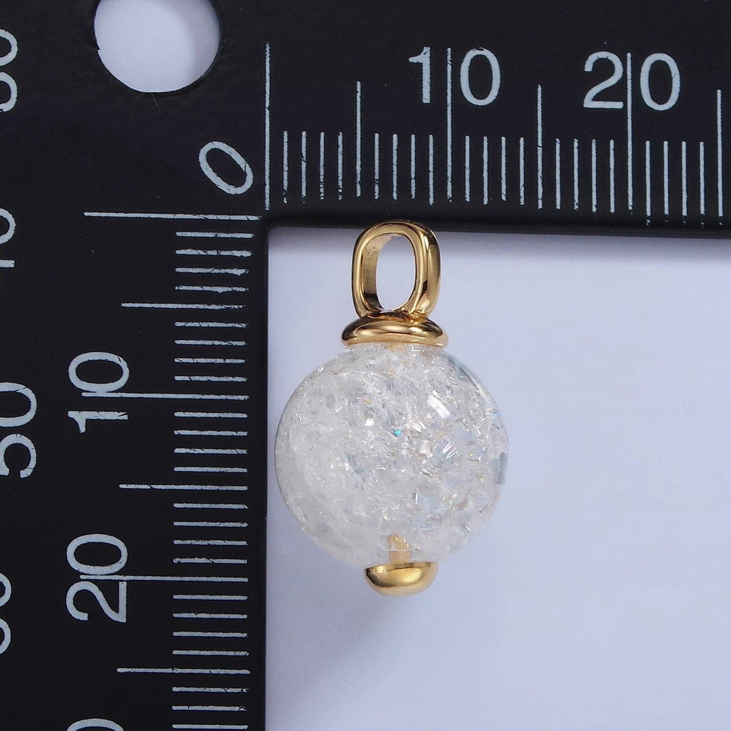 14k gold filled 20mm clear crystal quartz round drop pendant | aa1120